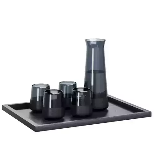 Set of Glasses and Carafe on Tray