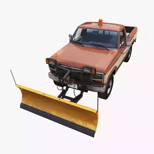 Snow plow pickup truck Low-poly 3D model