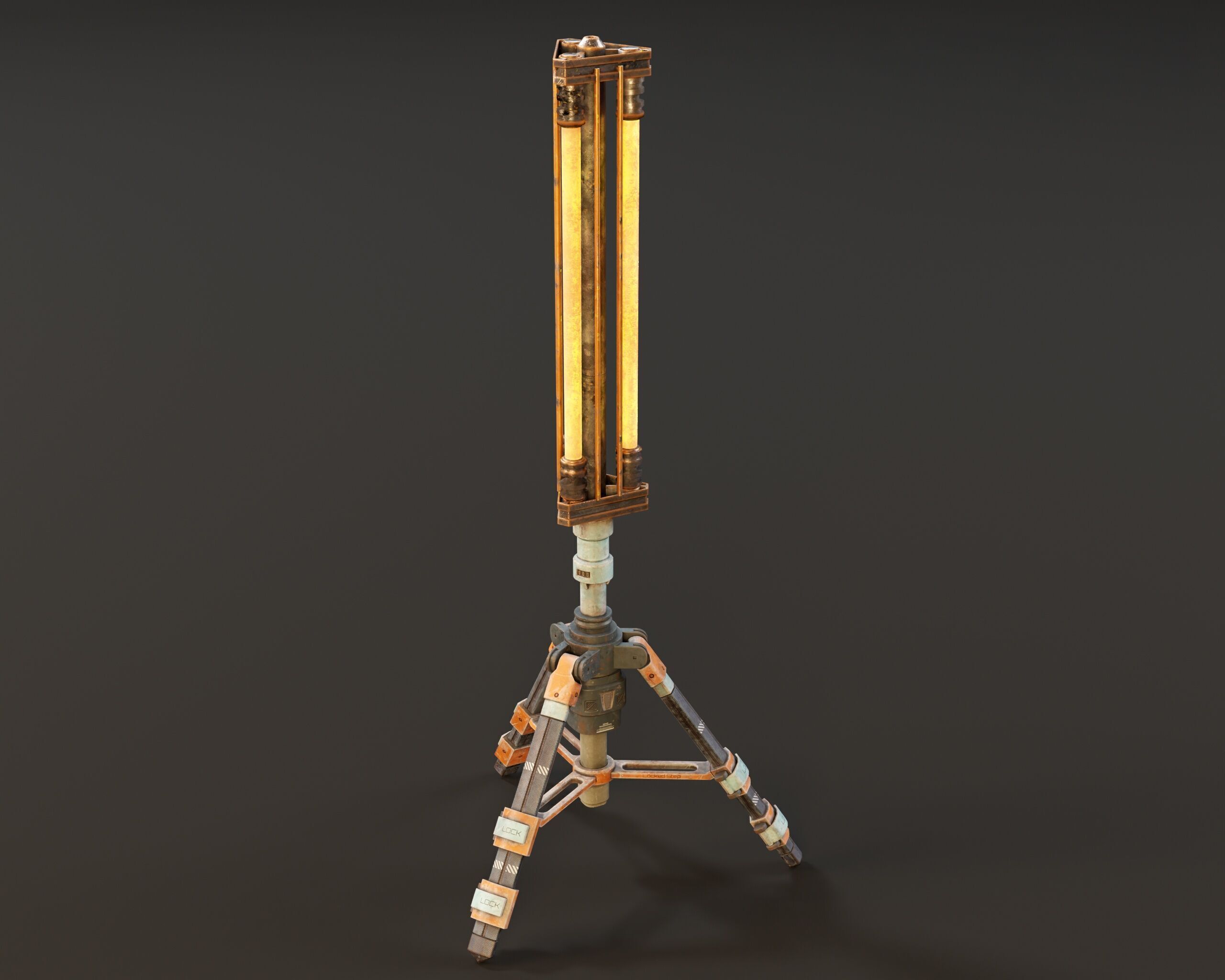 Sci-Fi Tripod Light Set Low-poly 3D model_4