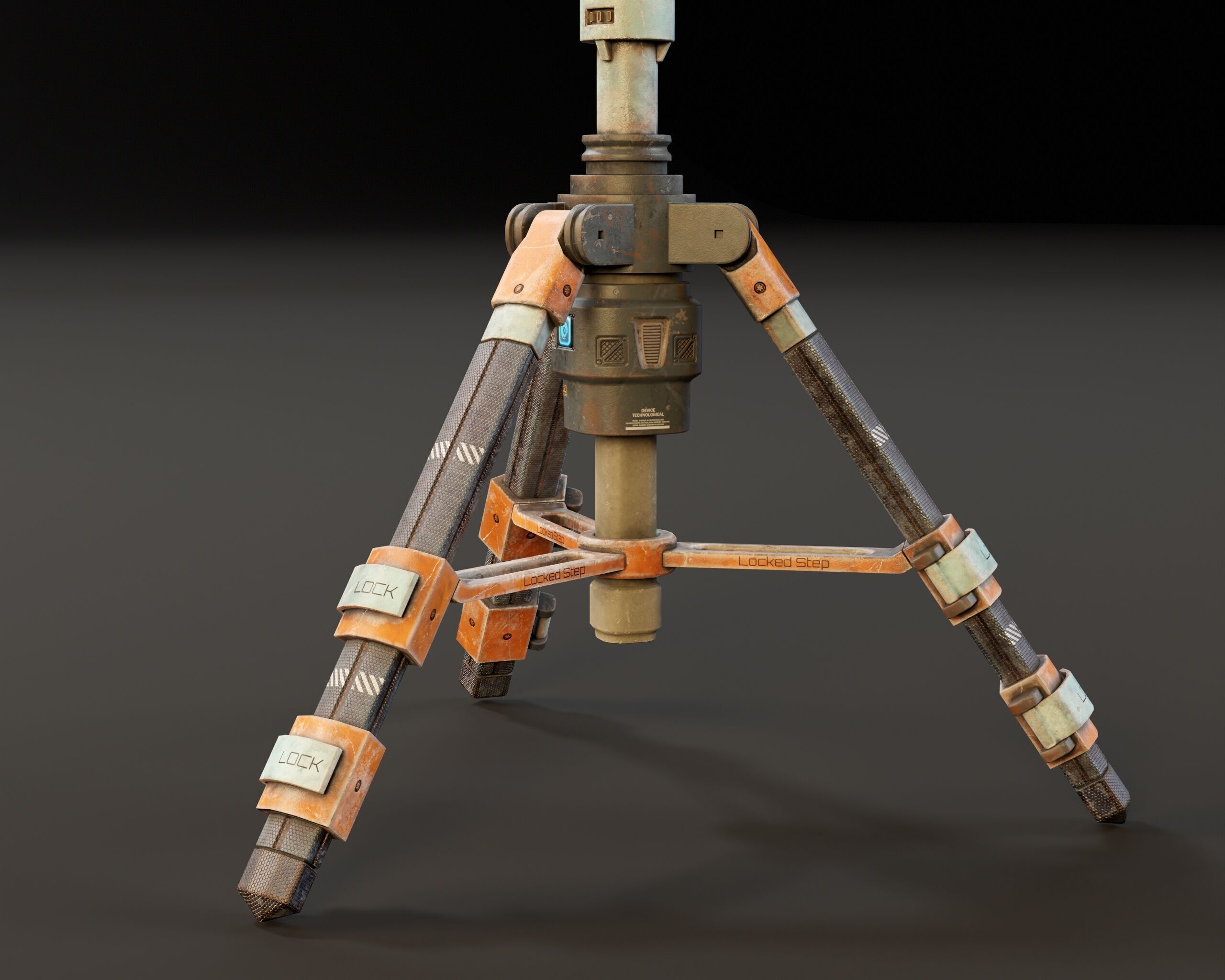 Sci-Fi Tripod Light Set Low-poly 3D model_6