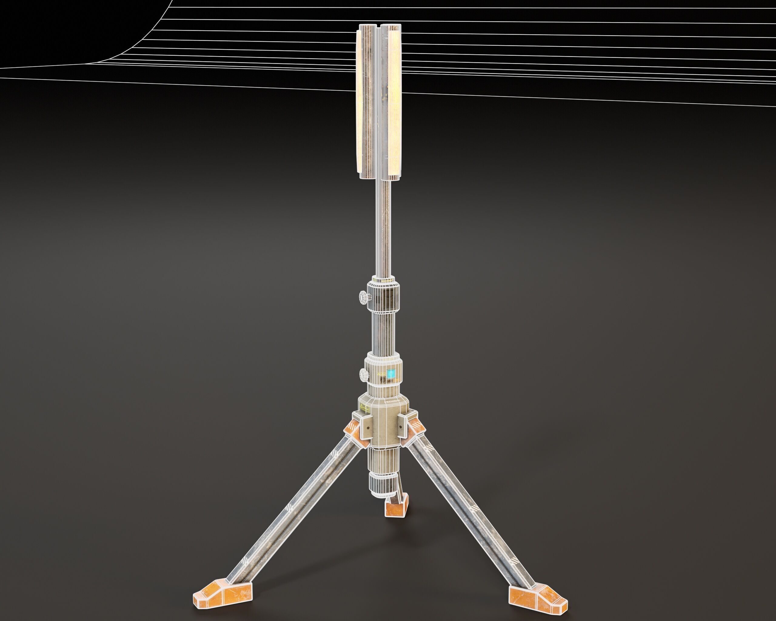 Sci-Fi Tripod Light Set Low-poly 3D model_17