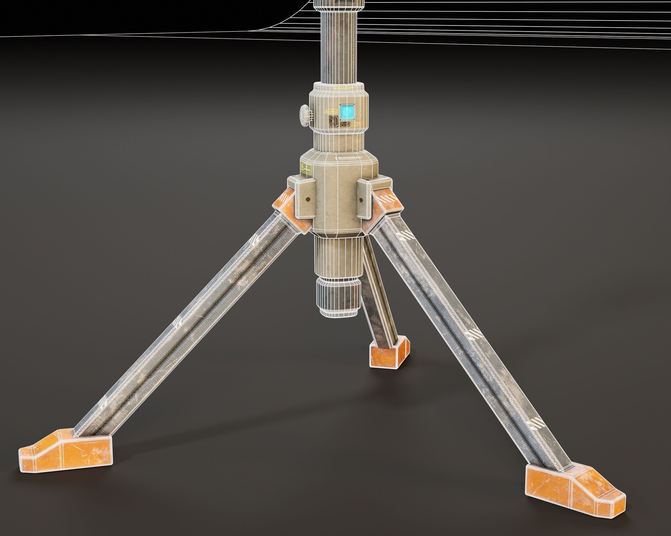 Sci-Fi Tripod Light Set Low-poly 3D model_15