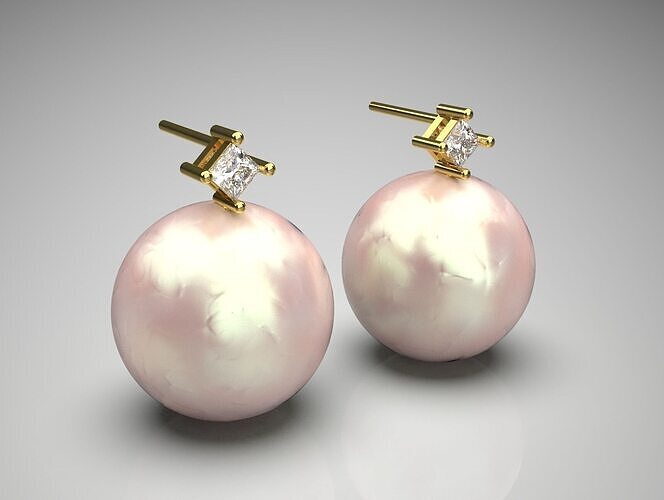 minimal pearl earring pe0034 3D print model