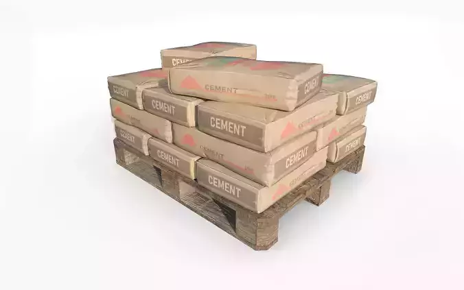Pallet with Cement Bags Low-poly 3D model