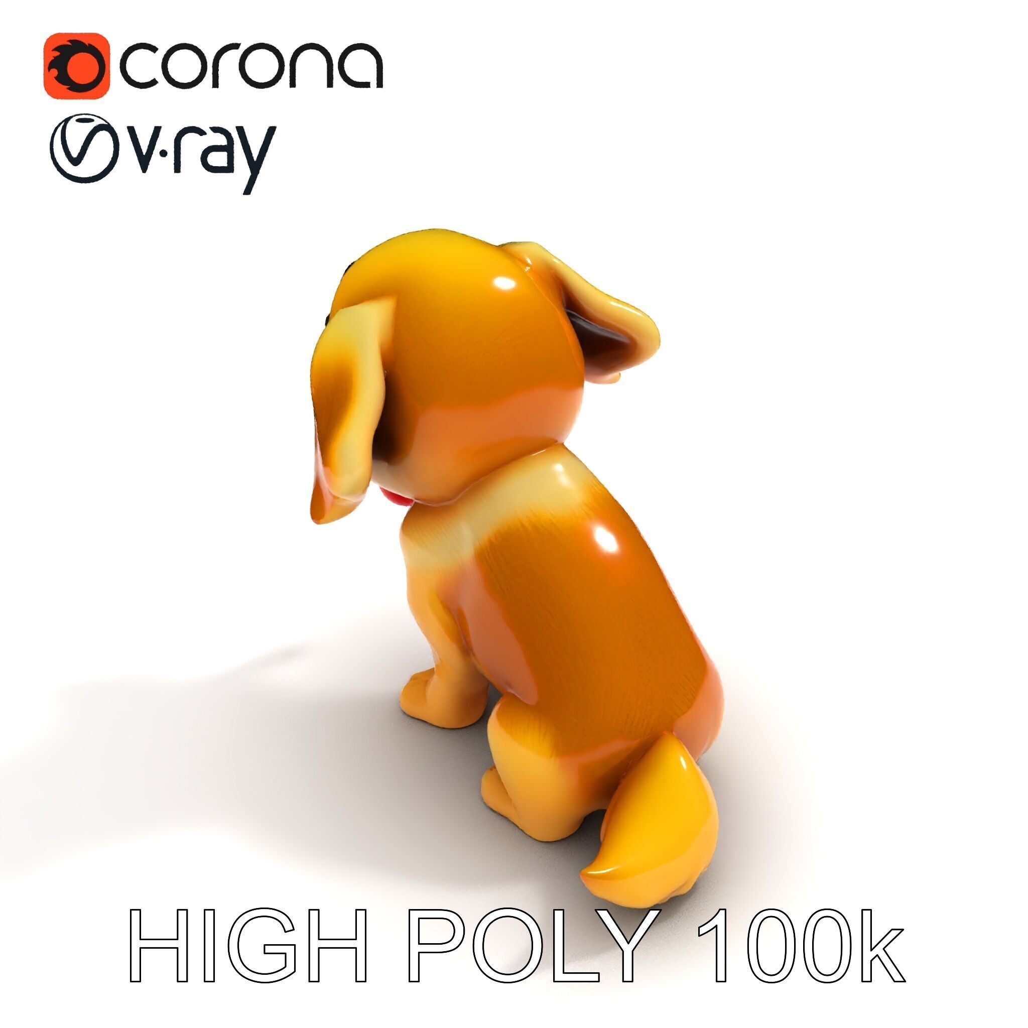 Cute Cartoon Puppy Model Pack Low-poly 3D model_35