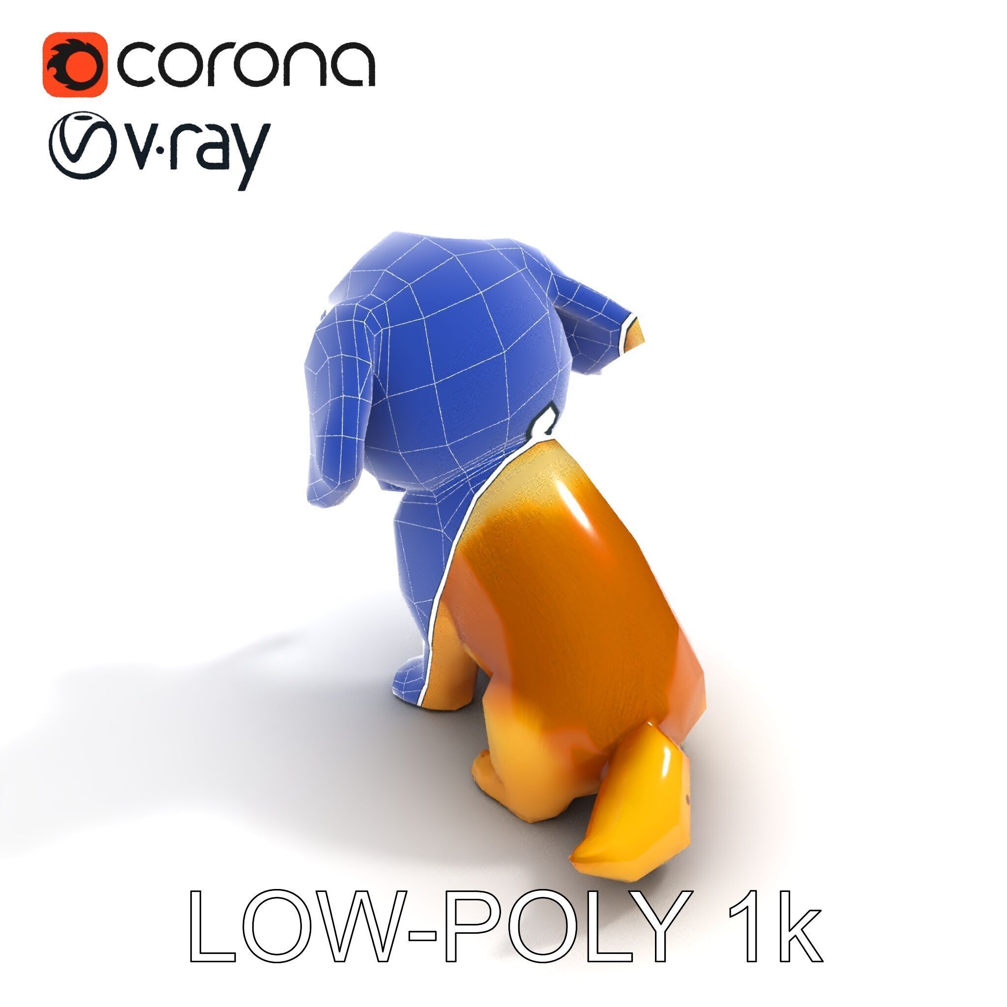 Cute Cartoon Puppy Model Pack Low-poly 3D model_7