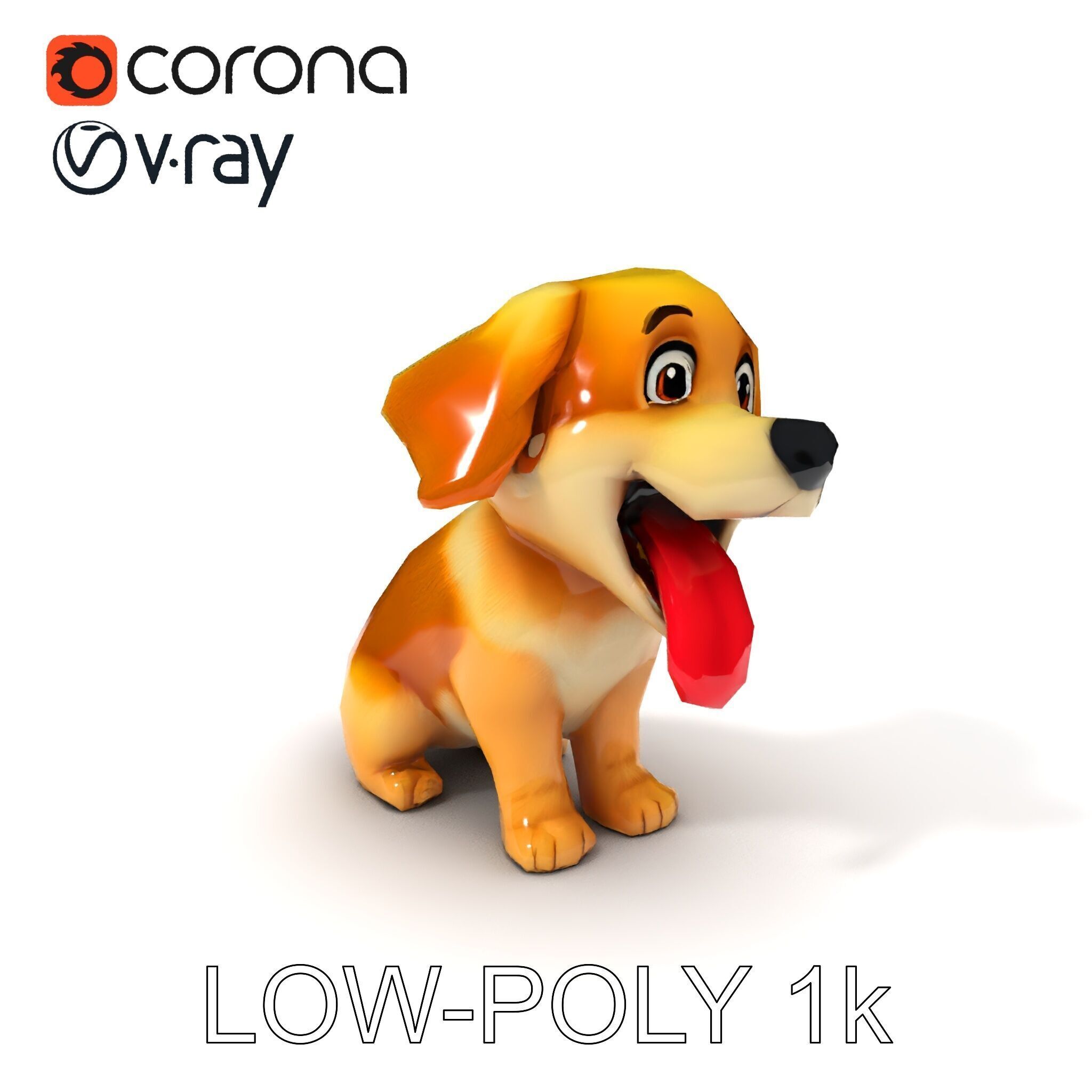 Cute Cartoon Puppy Model Pack Low-poly 3D model_34
