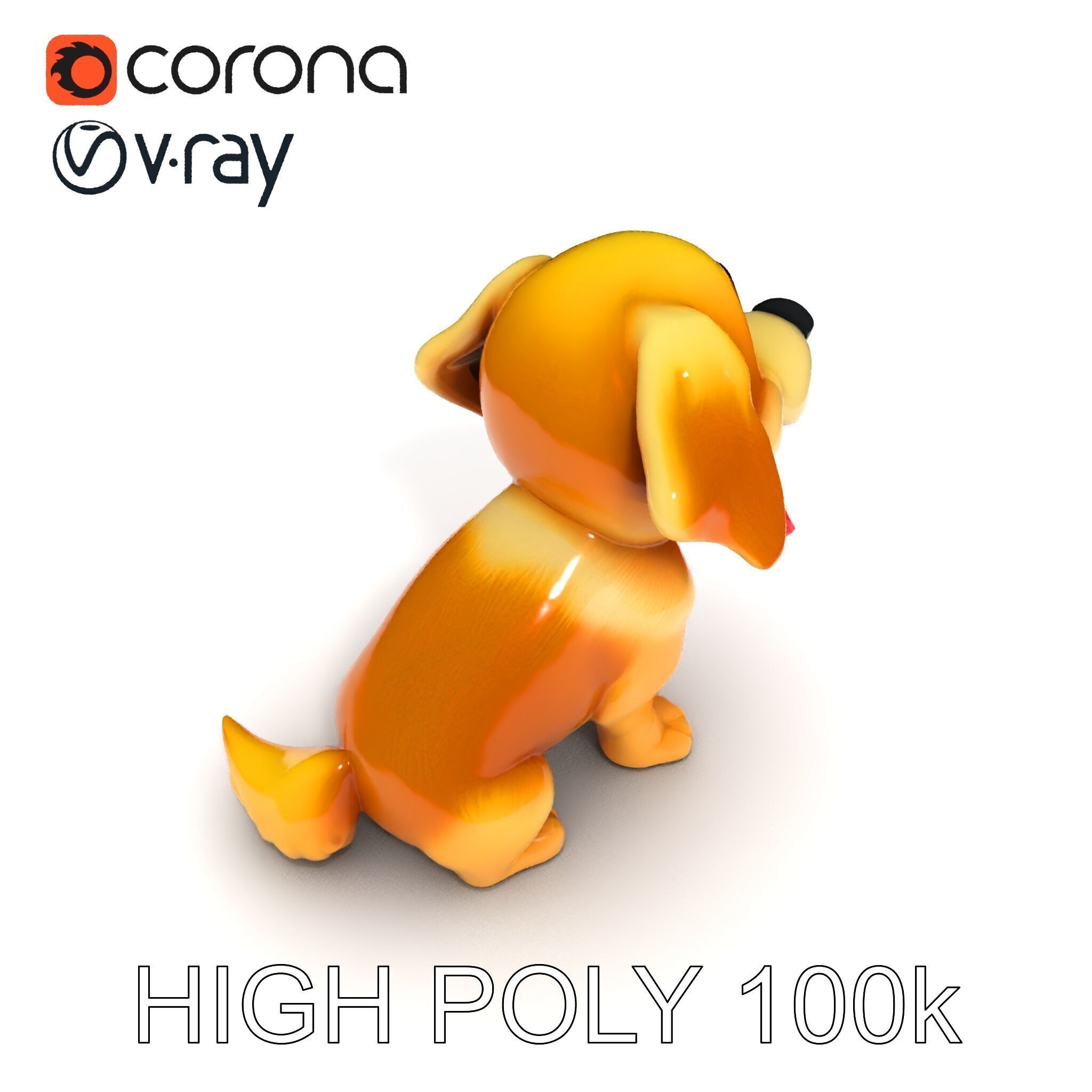 Cute Cartoon Puppy Model Pack Low-poly 3D model_13