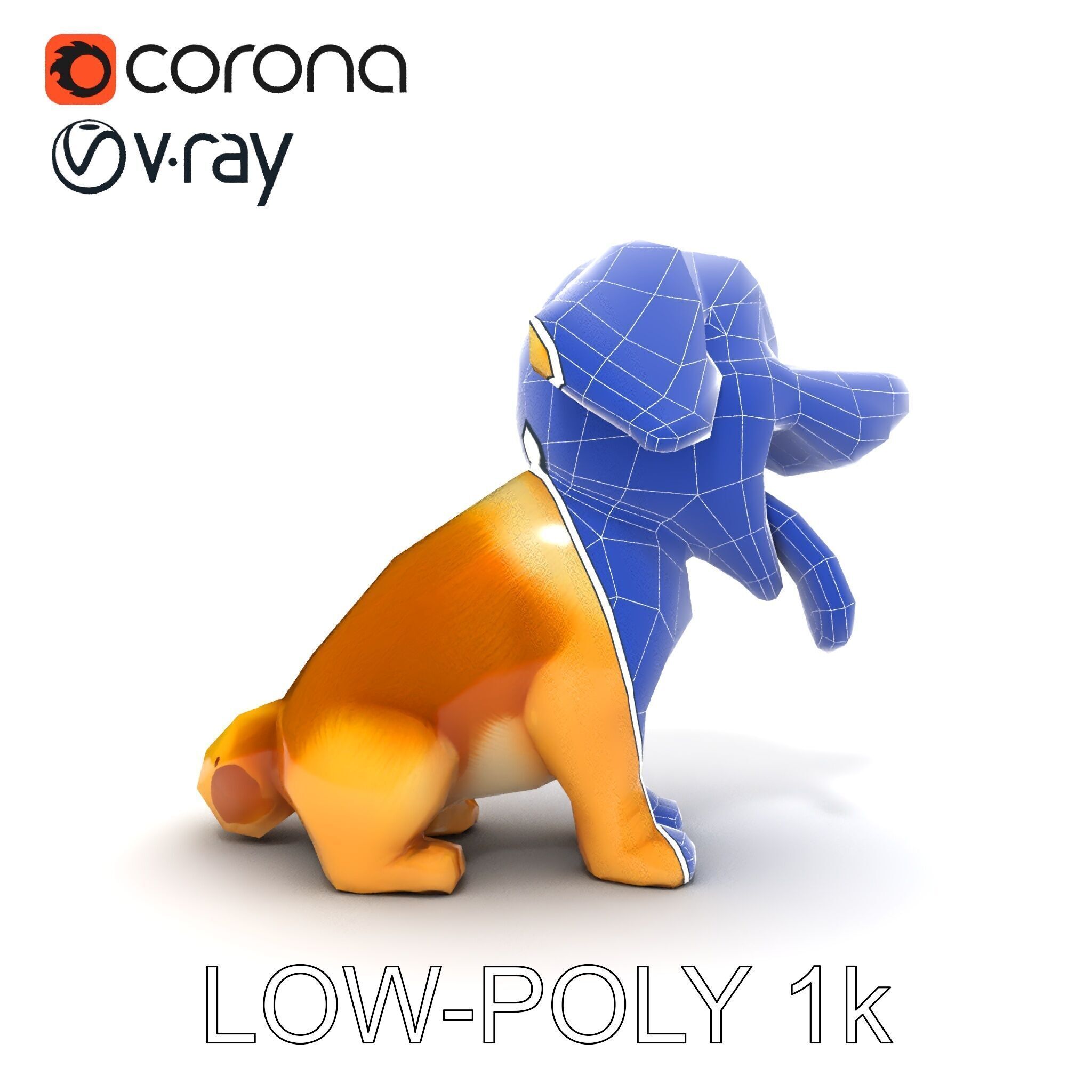 Cute Cartoon Puppy Model Pack Low-poly 3D model_9