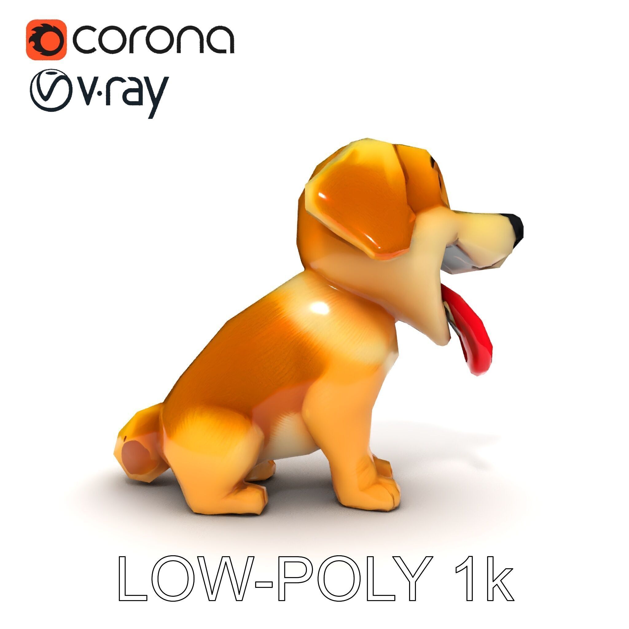 Cute Cartoon Puppy Model Pack Low-poly 3D model_12