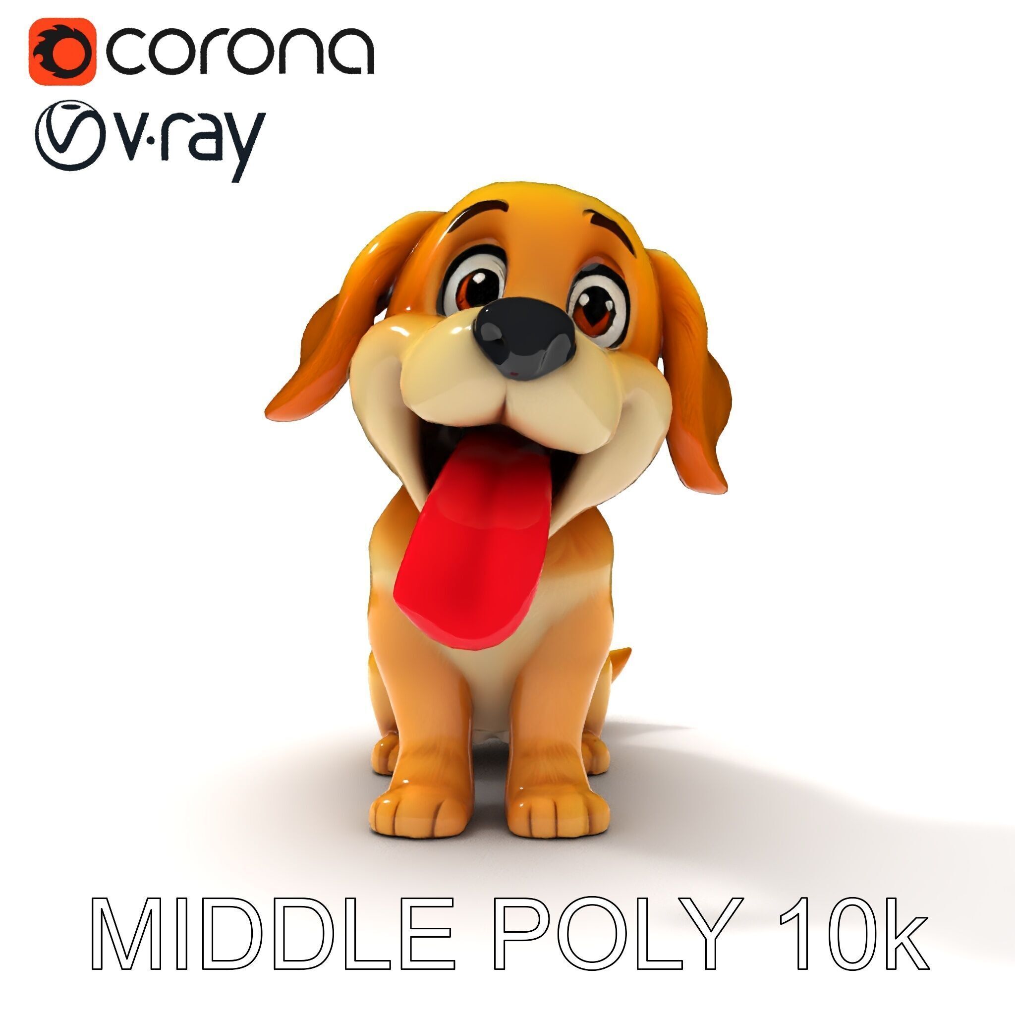 Cute Cartoon Puppy Model Pack Low-poly 3D model_17