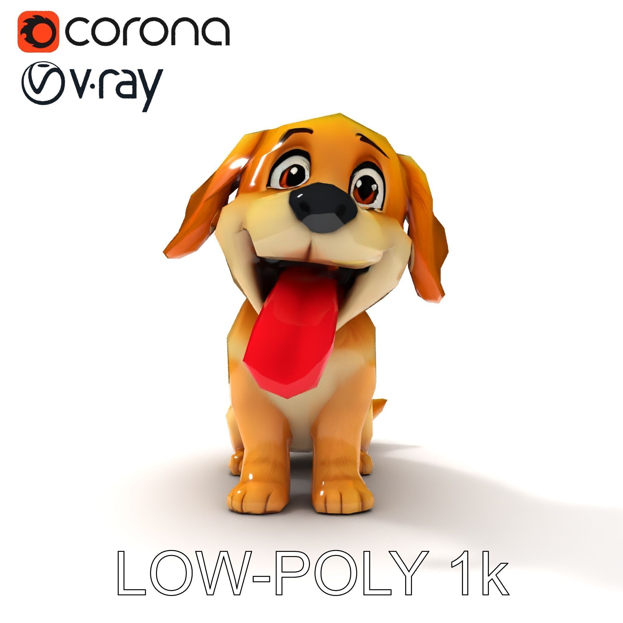 Cute Cartoon Puppy Model Pack Low-poly 3D model_15