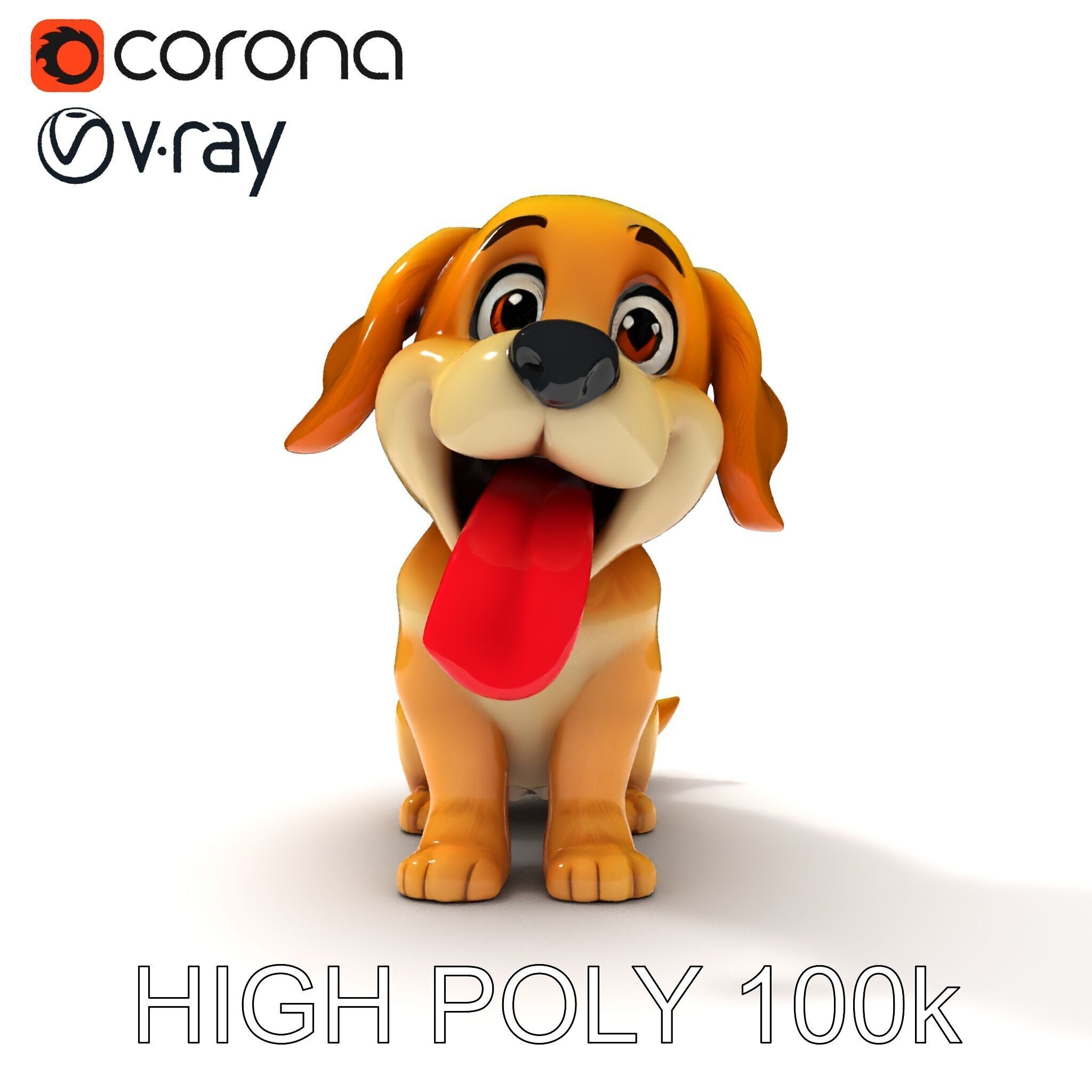 Cute Cartoon Puppy Model Pack Low-poly 3D model_30