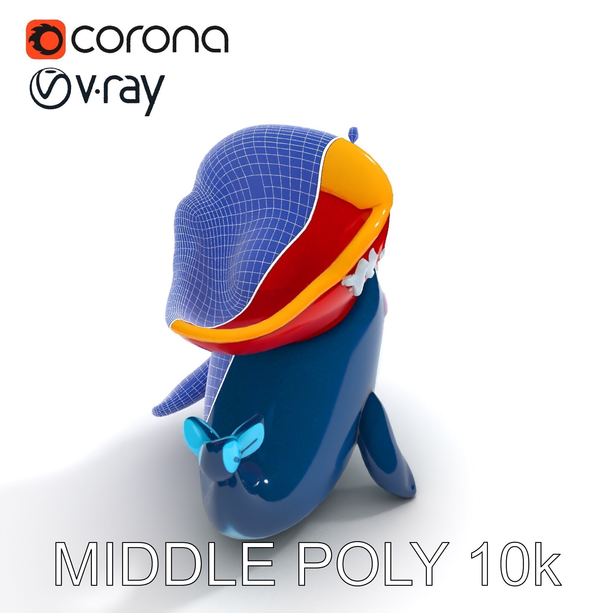 Pirate Whale Cartoon D Model Pack Low-poly 3D model_15