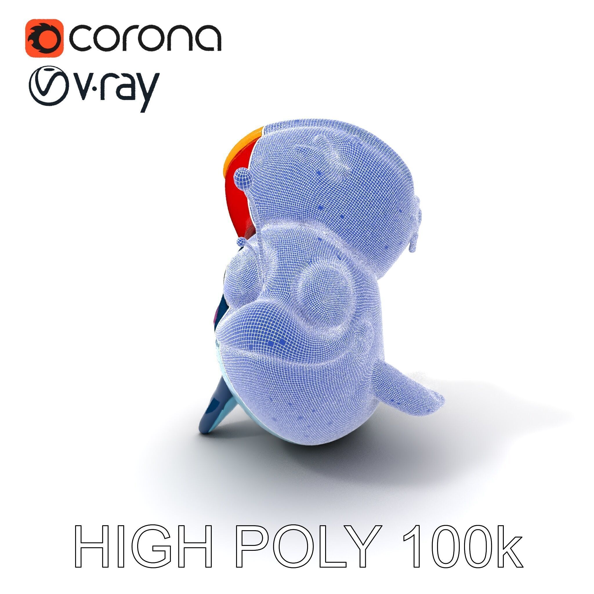 Pirate Whale Cartoon D Model Pack Low-poly 3D model_3