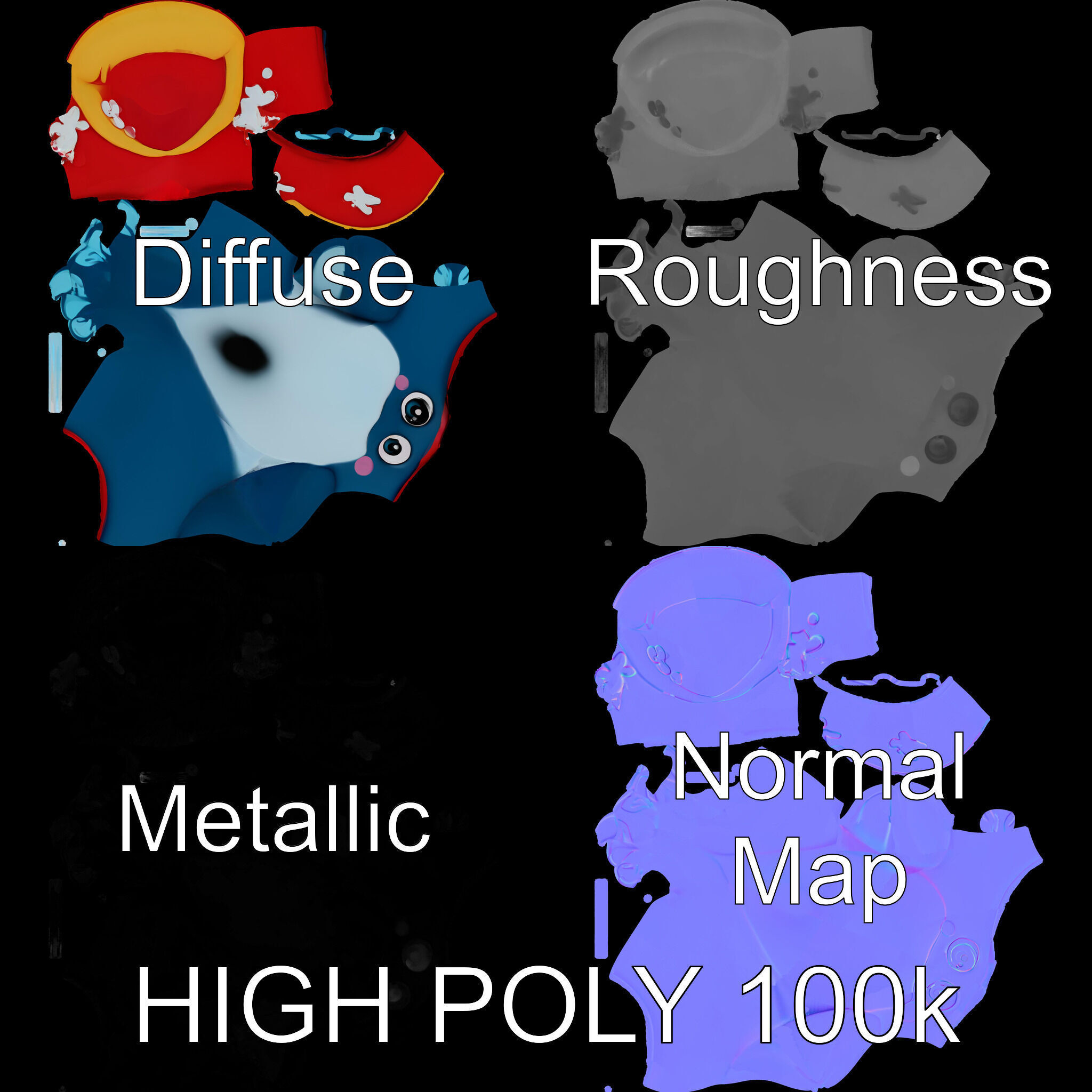 Pirate Whale Cartoon D Model Pack Low-poly 3D model_2