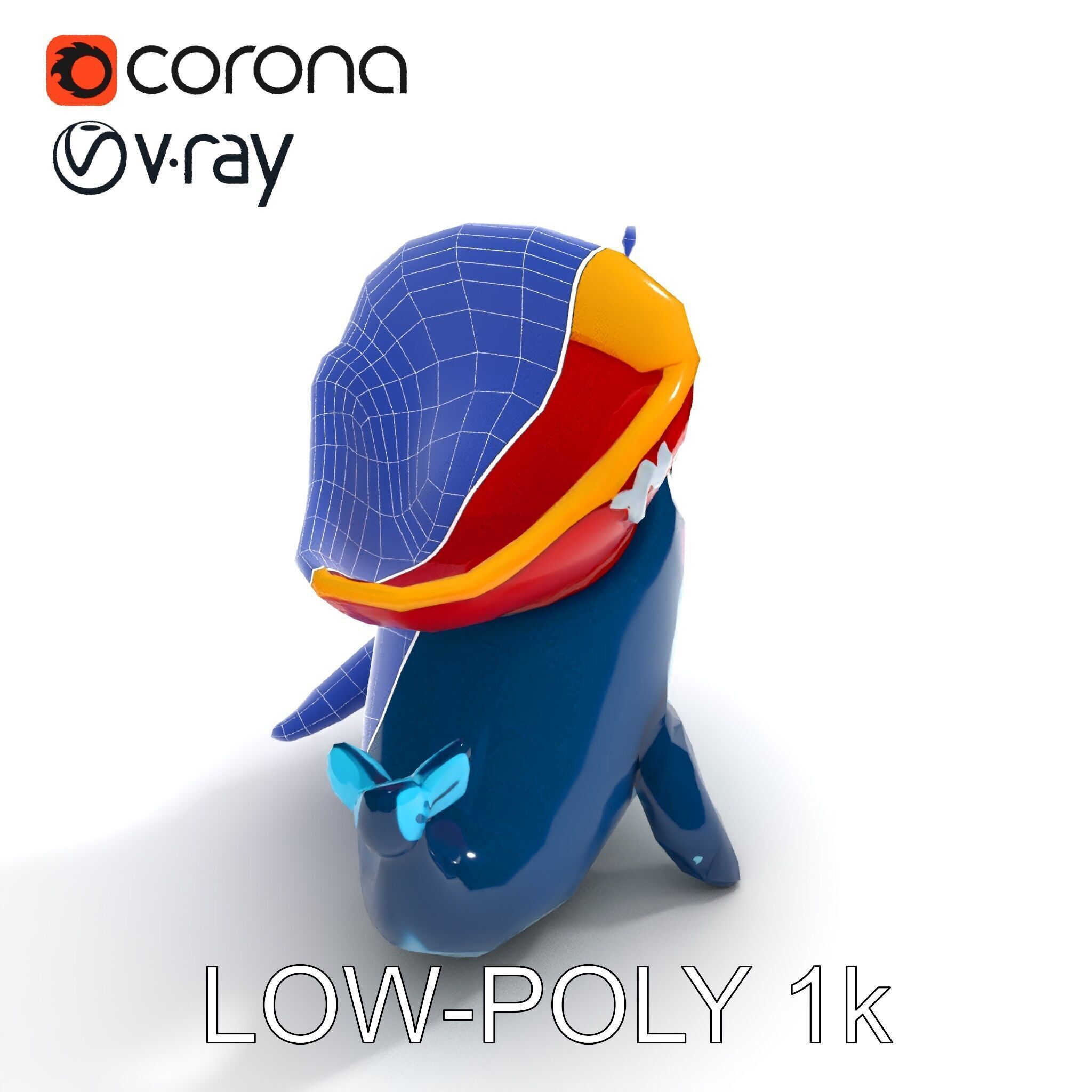 Pirate Whale Cartoon D Model Pack Low-poly 3D model_10