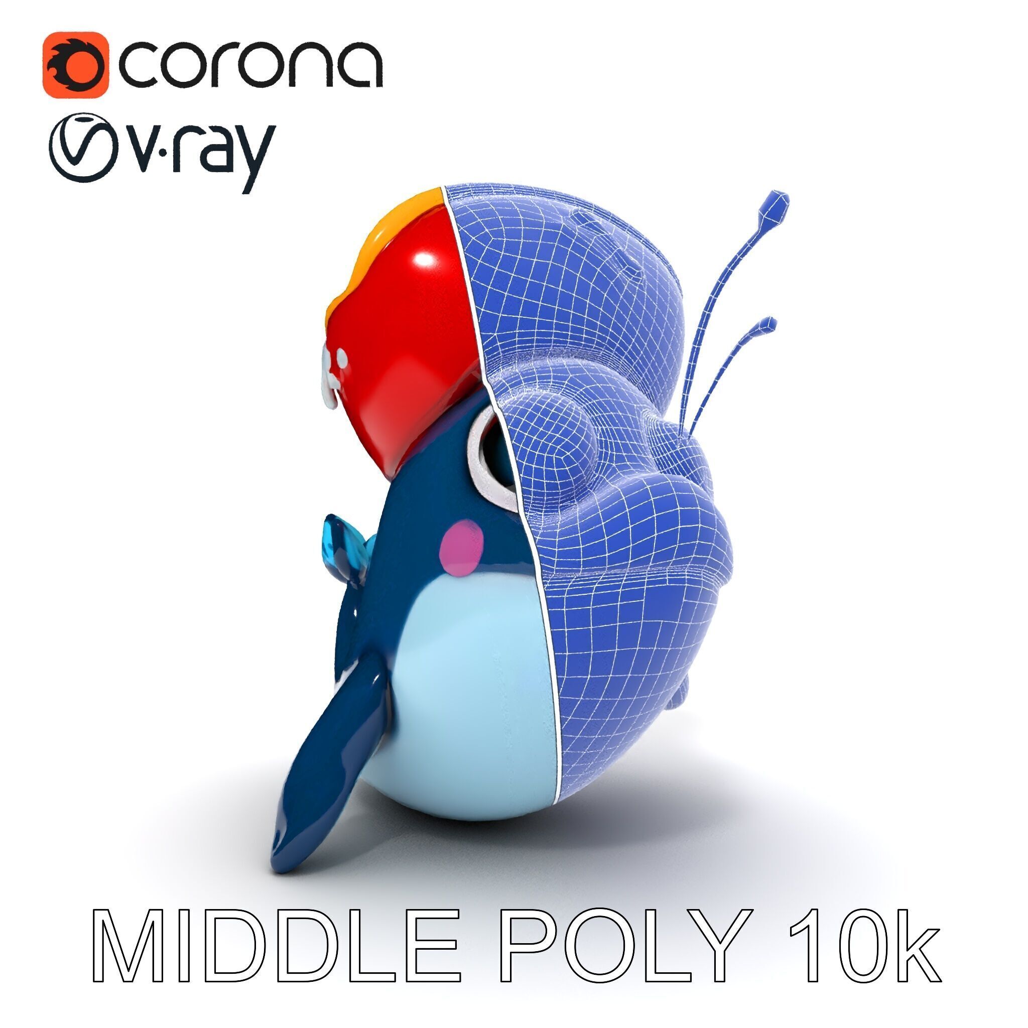 Pirate Whale Cartoon D Model Pack Low-poly 3D model_18