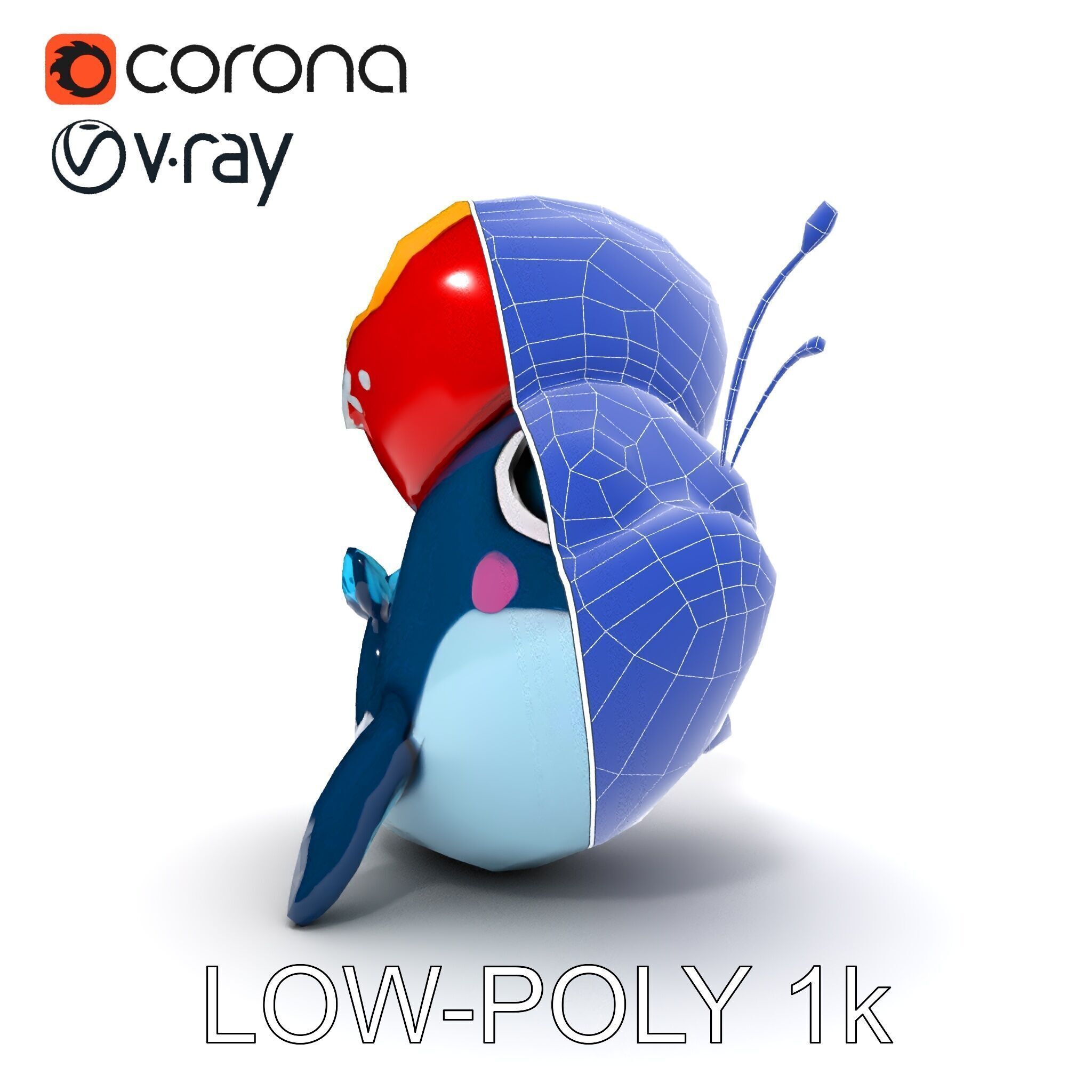 Pirate Whale Cartoon D Model Pack Low-poly 3D model_16