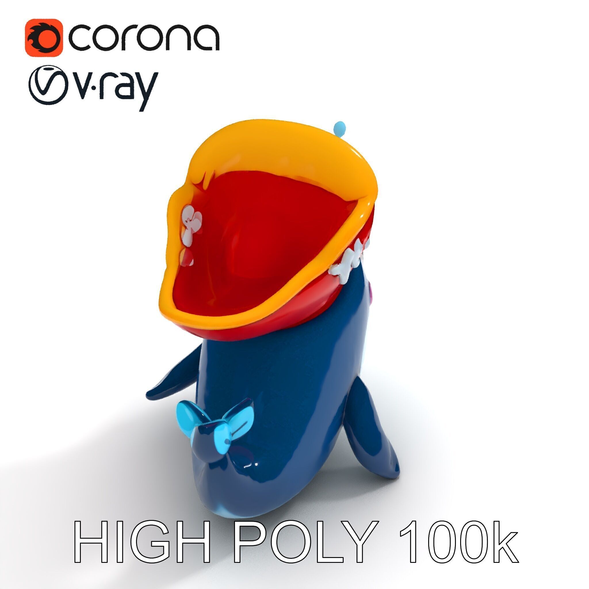 Pirate Whale Cartoon D Model Pack Low-poly 3D model_17