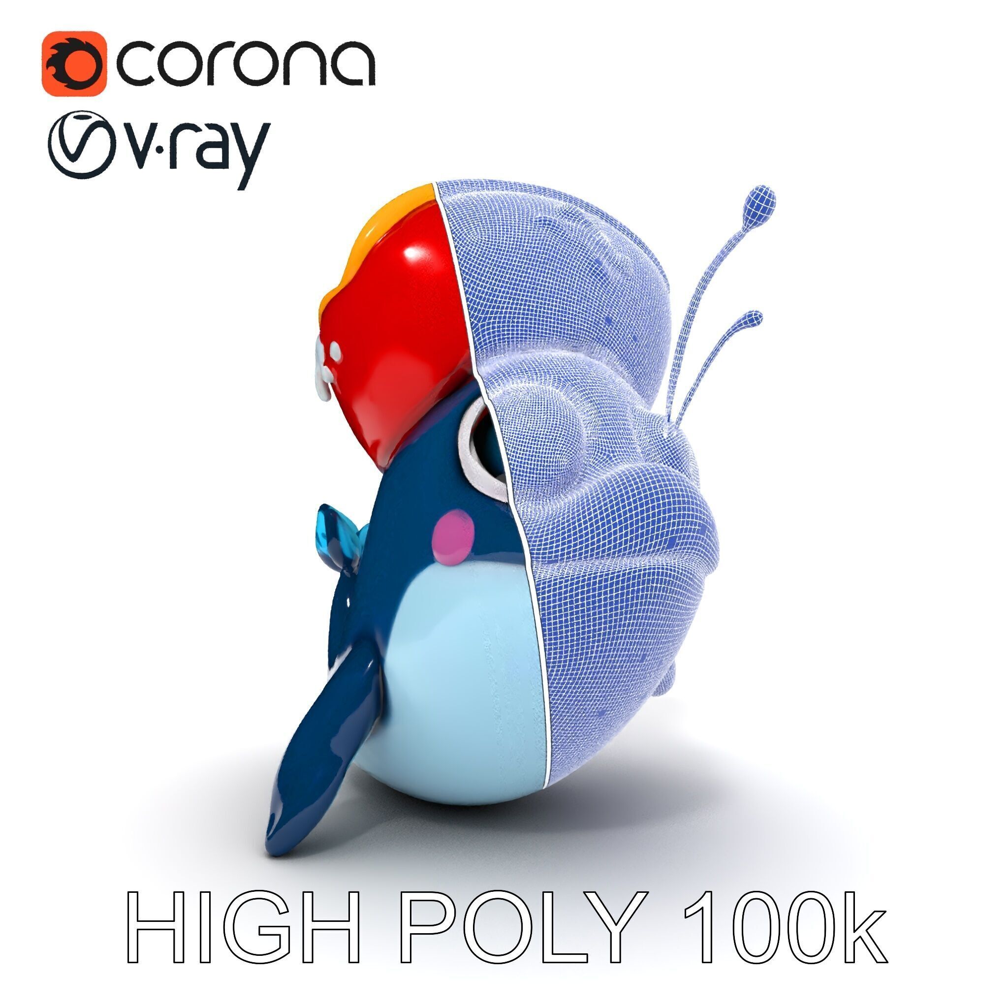 Pirate Whale Cartoon D Model Pack Low-poly 3D model_8
