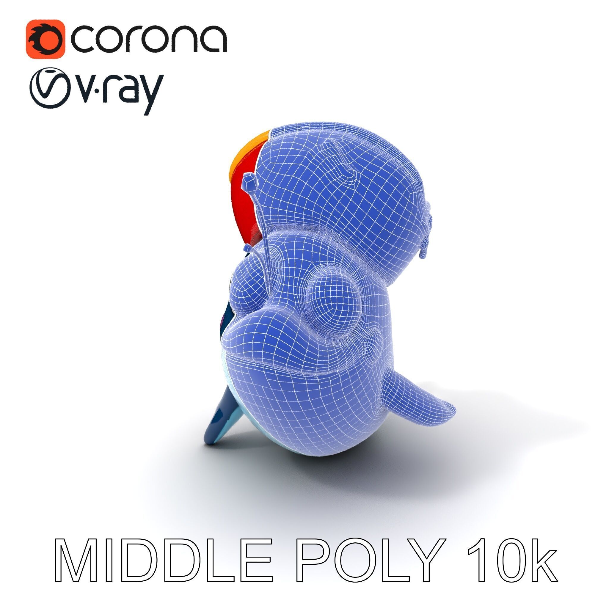 Pirate Whale Cartoon D Model Pack Low-poly 3D model_9