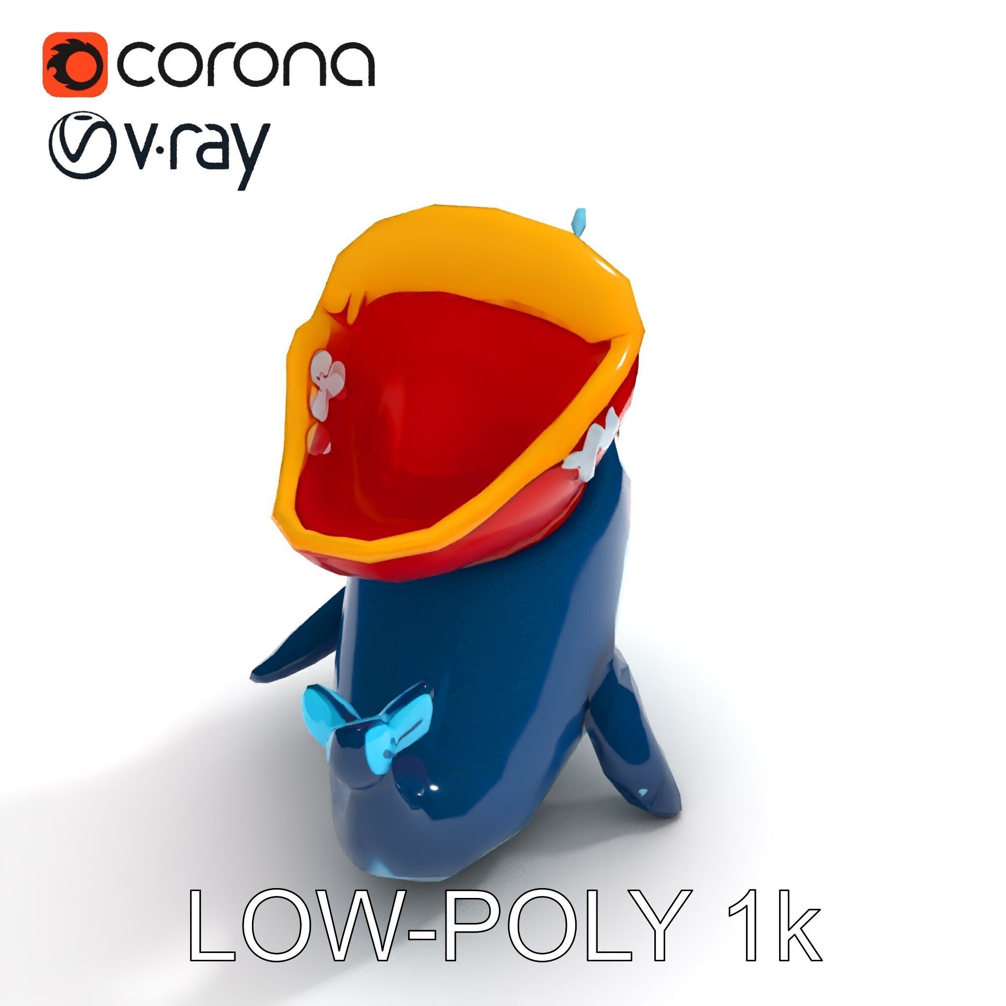 Pirate Whale Cartoon D Model Pack Low-poly 3D model_27
