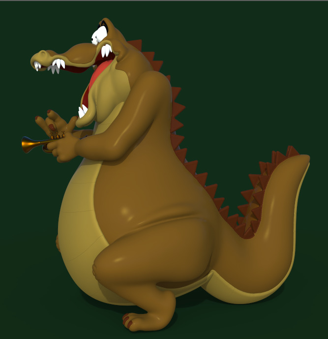 LOUIS THE ALLIGATOR-THE PRINCESS AND THE FROG-parts and complete 3D print model_2
