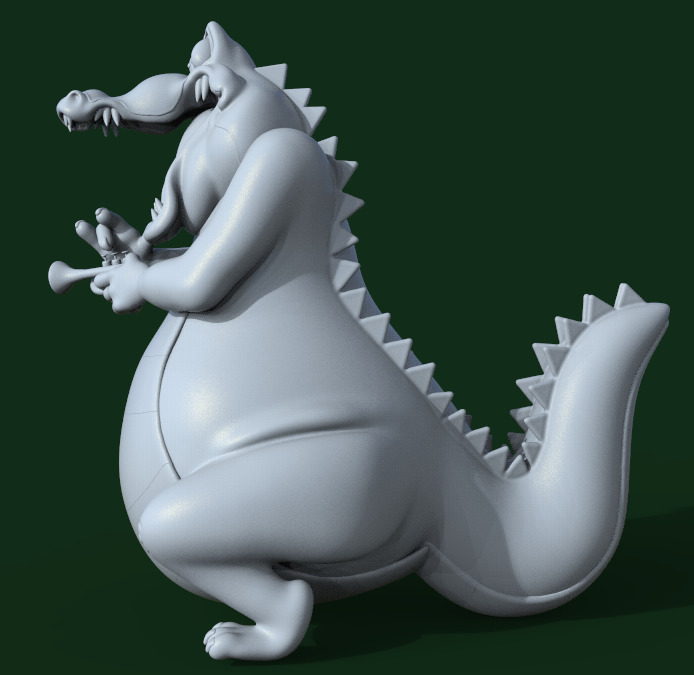 LOUIS THE ALLIGATOR-THE PRINCESS AND THE FROG-parts and complete 3D print model_9
