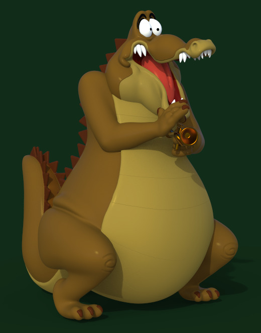 LOUIS THE ALLIGATOR-THE PRINCESS AND THE FROG-parts and complete 3D print model_6