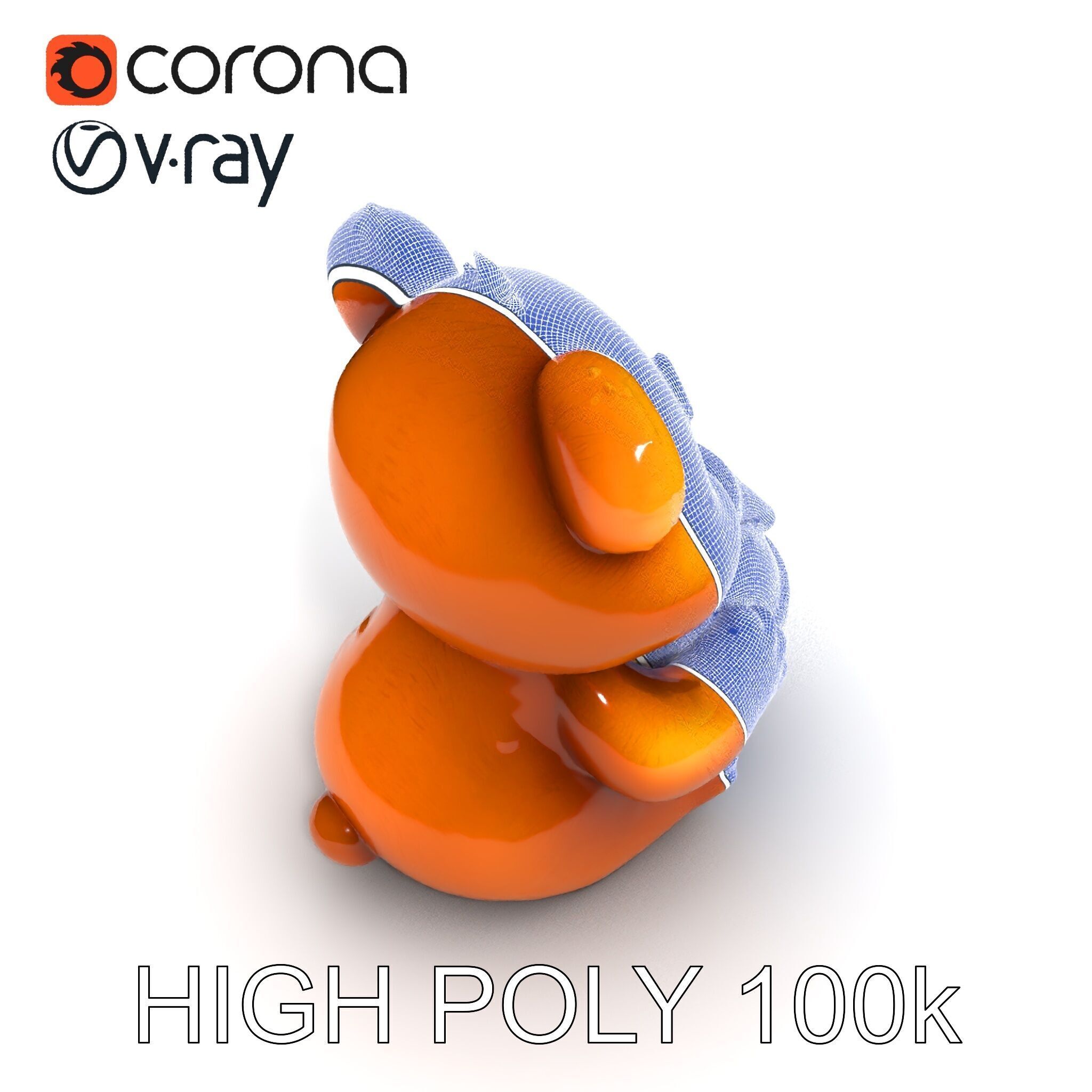 Cartoon Bear with Honey Jar Model Pack Low-poly 3D model_10