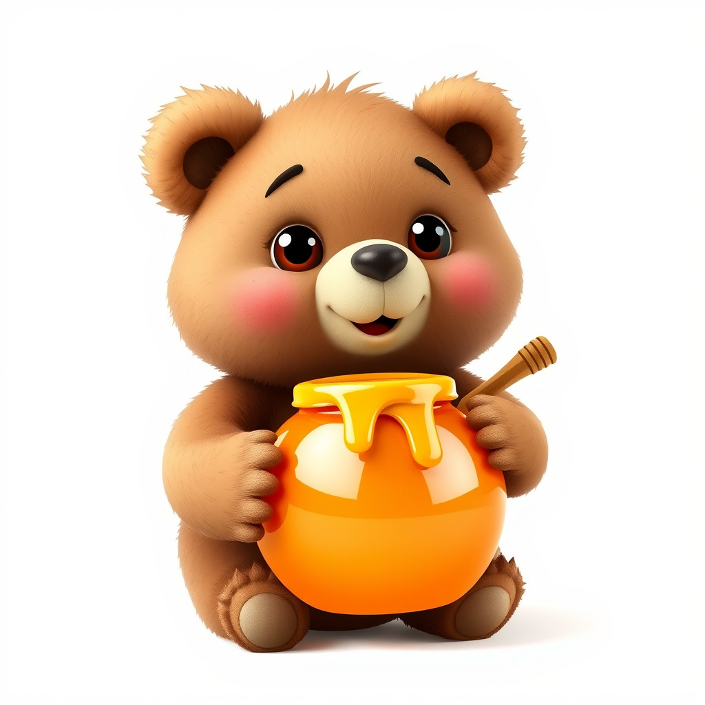 Cartoon Bear with Honey Jar Model Pack Low-poly 3D model_4