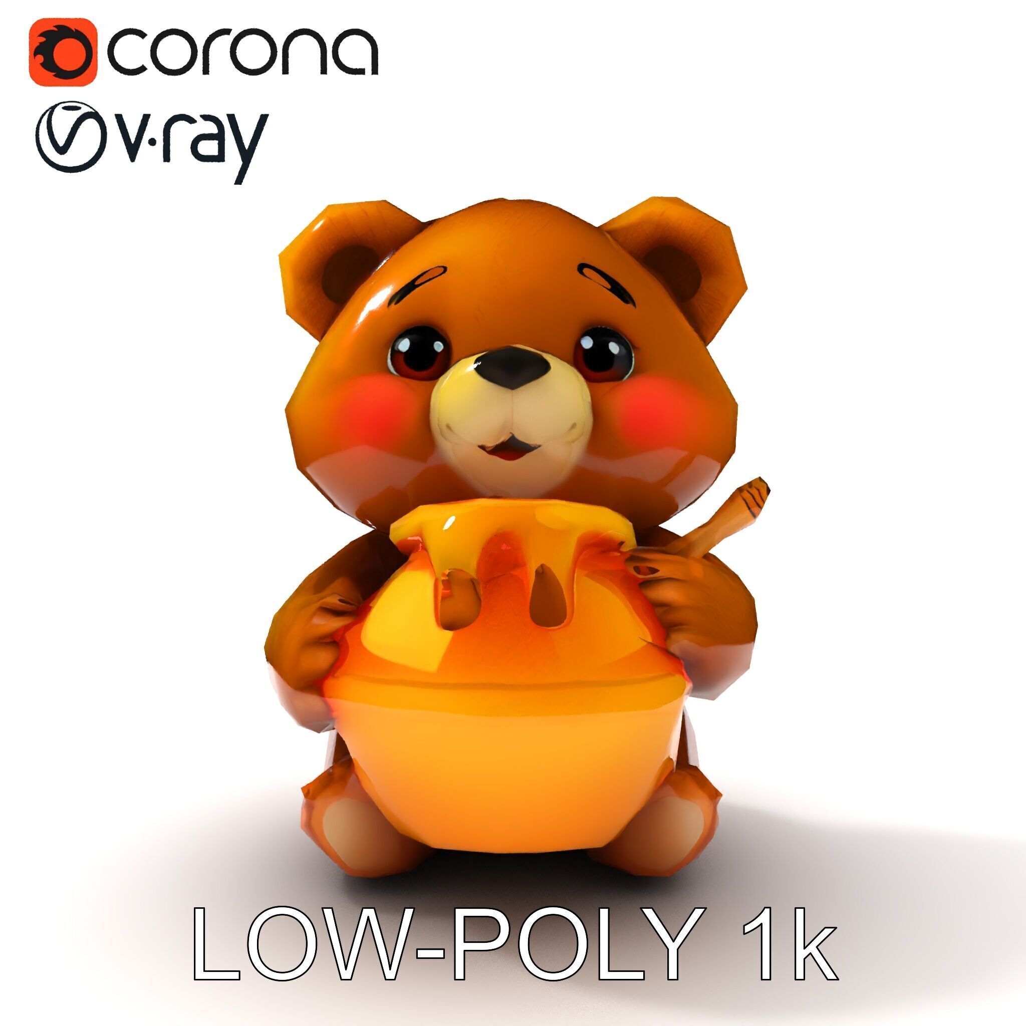 Cartoon Bear with Honey Jar Model Pack Low-poly 3D model_25