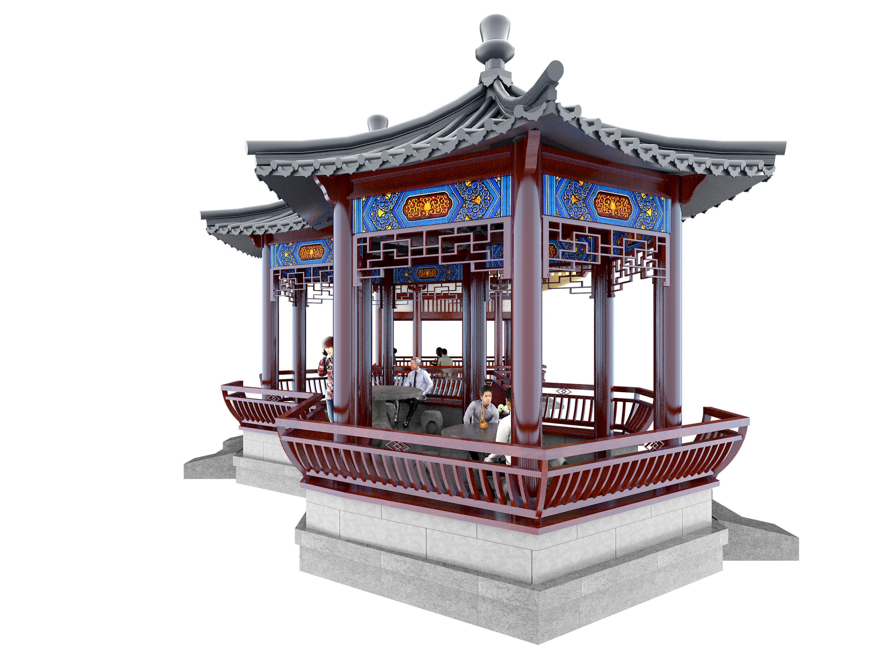 Chinese architecture Low-poly 3D model_1