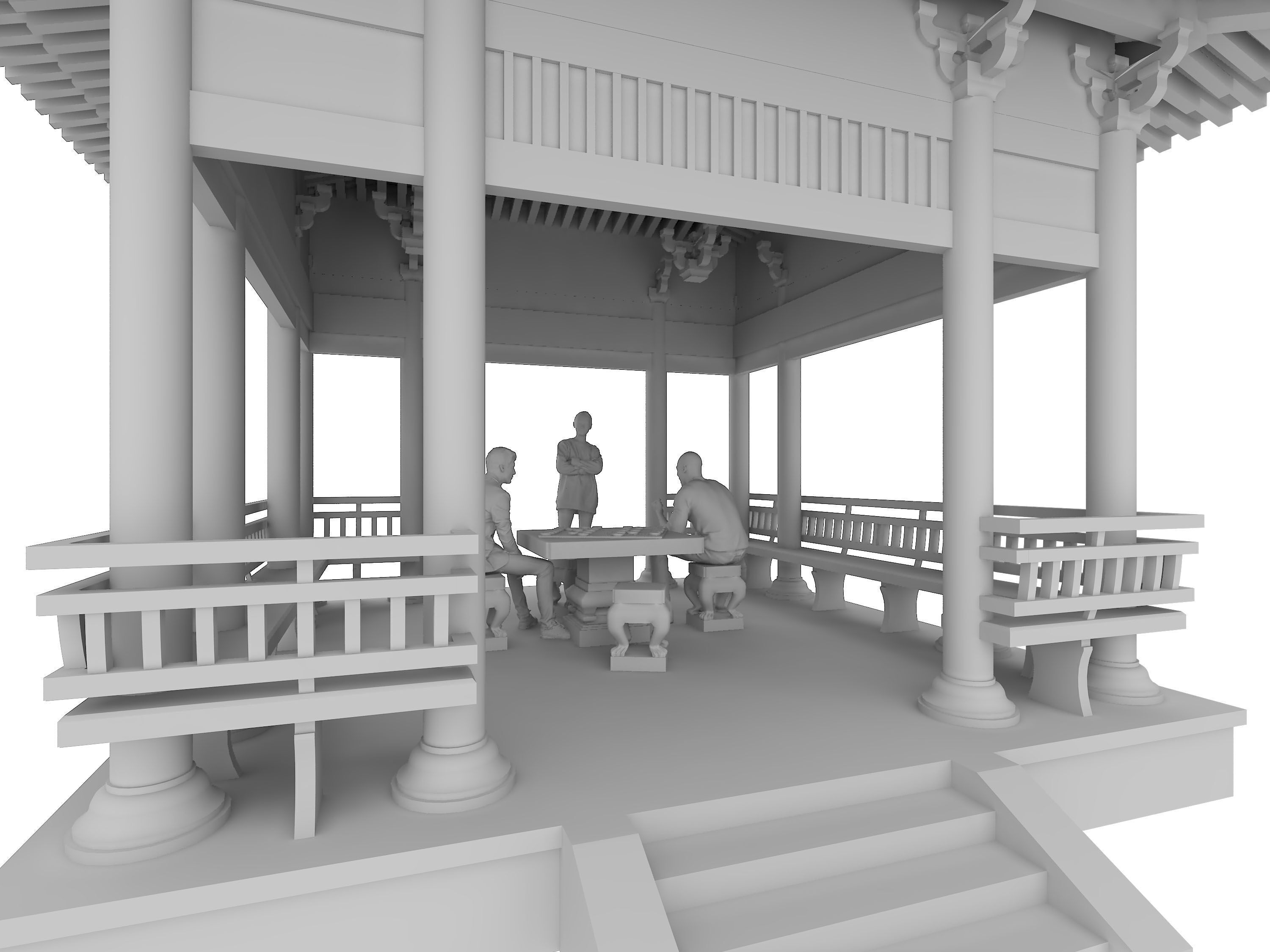 Chinese architecture Low-poly 3D model_9