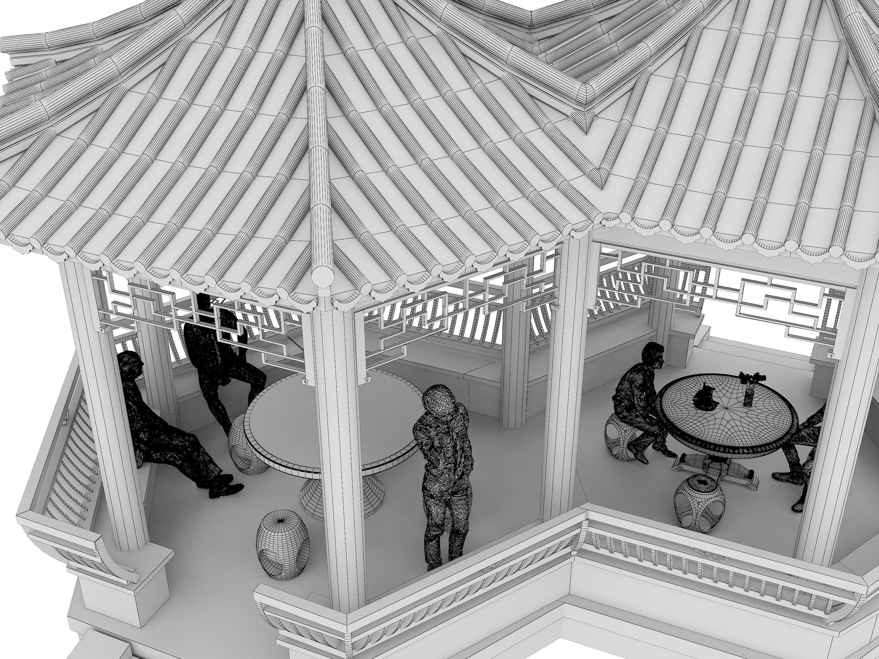 Chinese architecture Low-poly 3D model_8