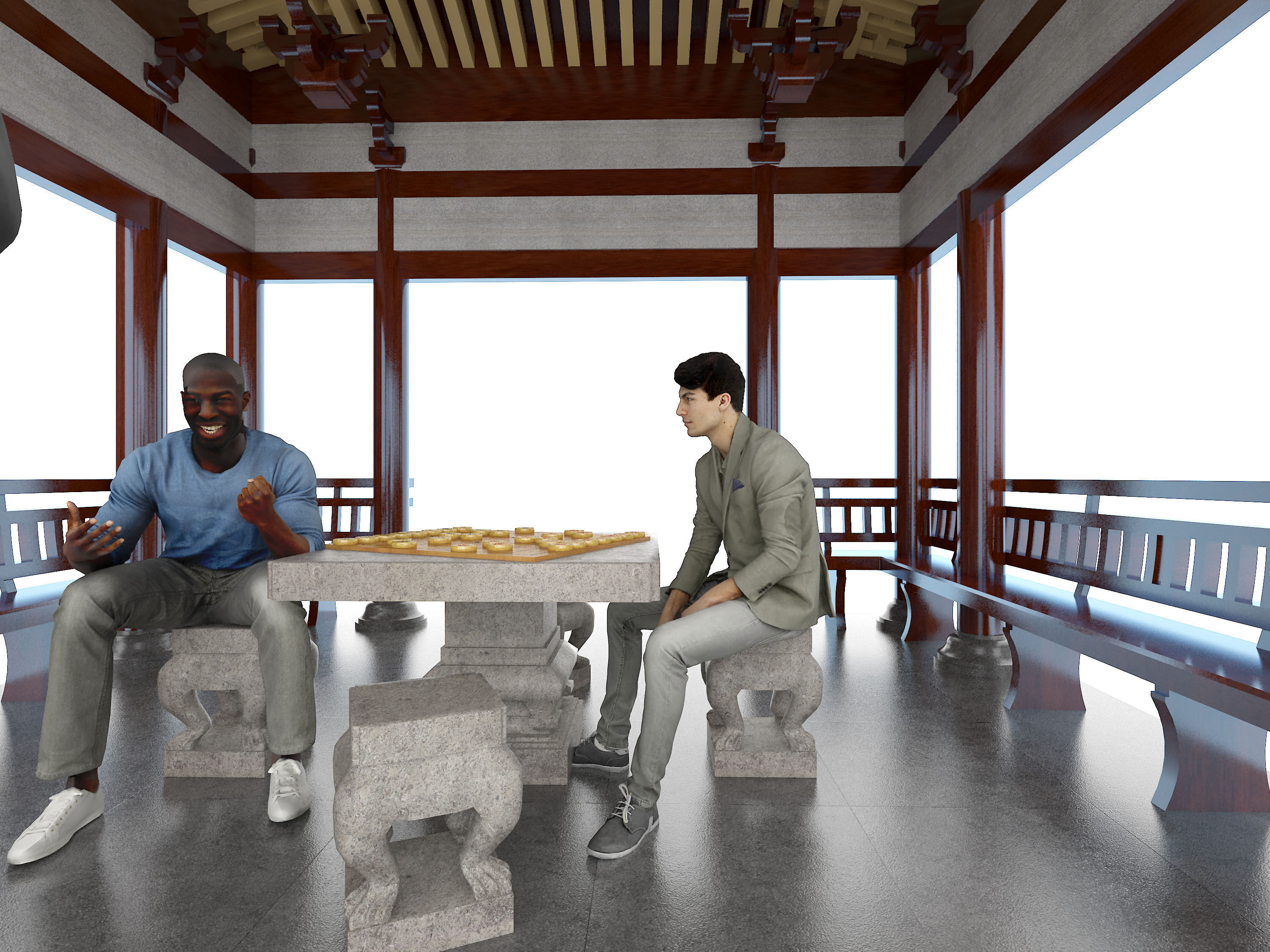 Chinese architecture Low-poly 3D model_2