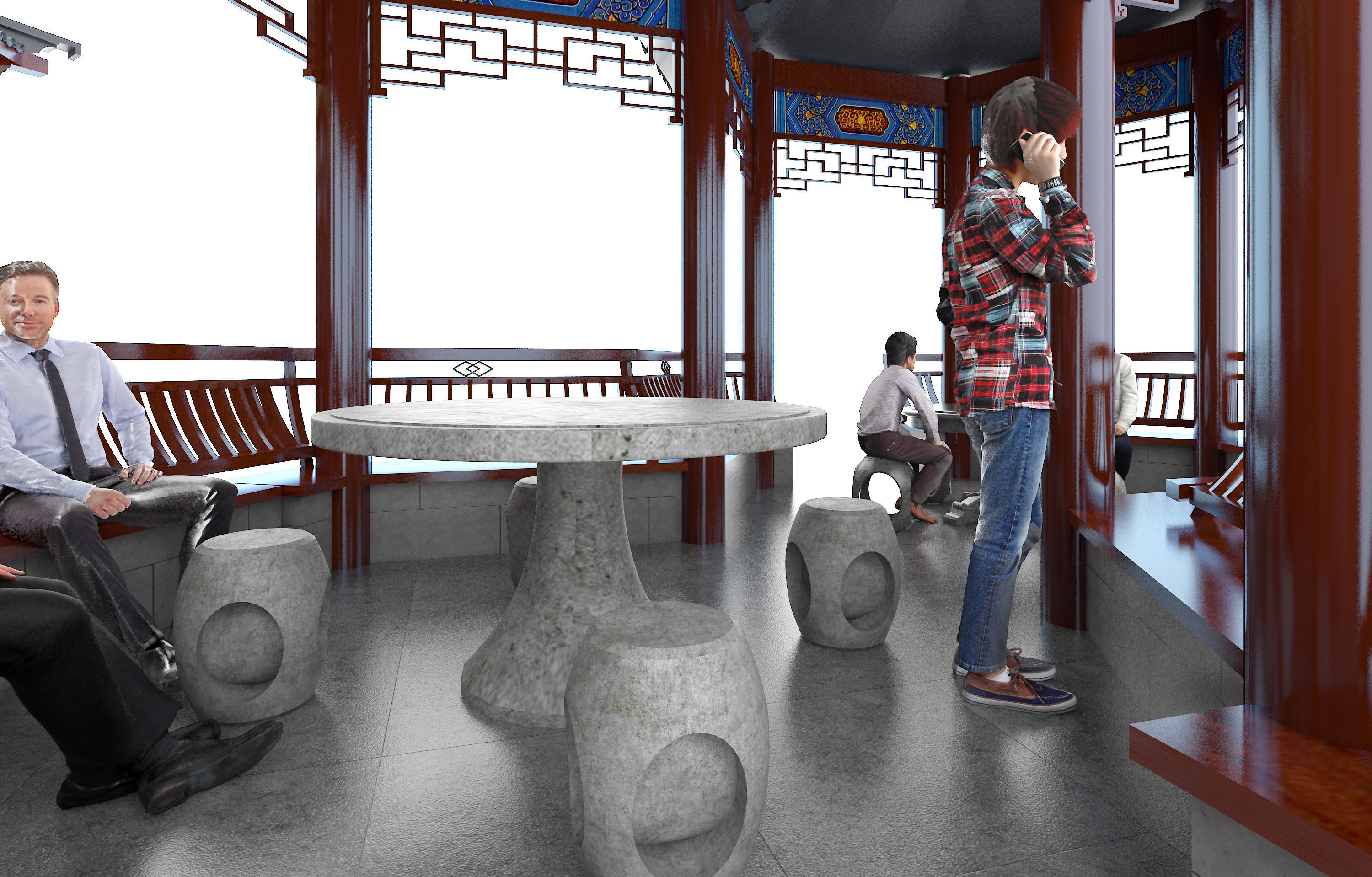 Chinese architecture Low-poly 3D model_3