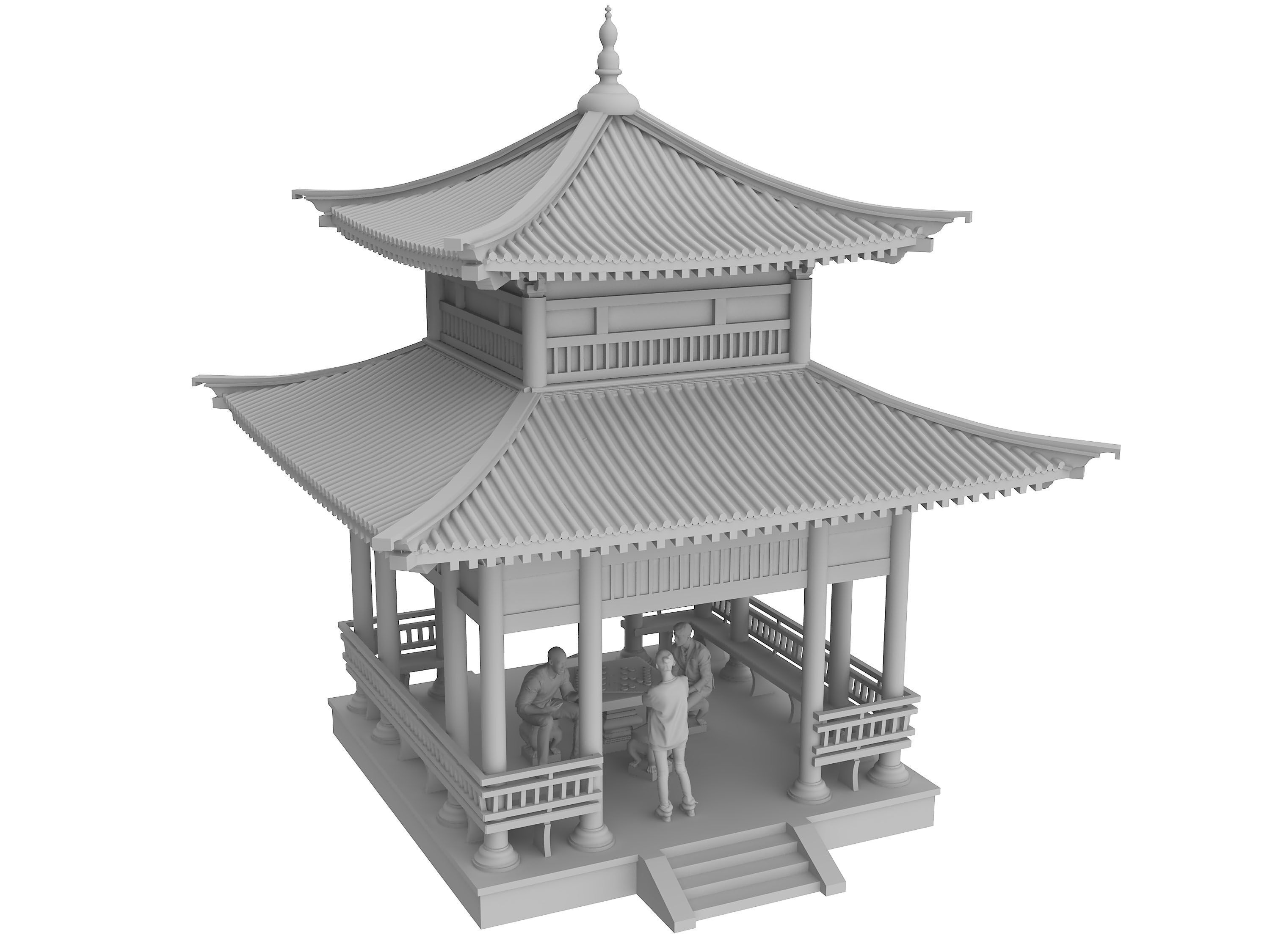 Chinese architecture Low-poly 3D model_5