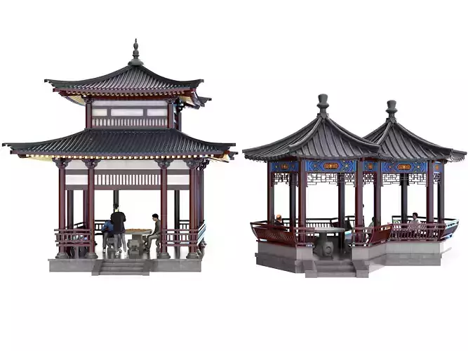 Chinese architecture Low-poly 3D model