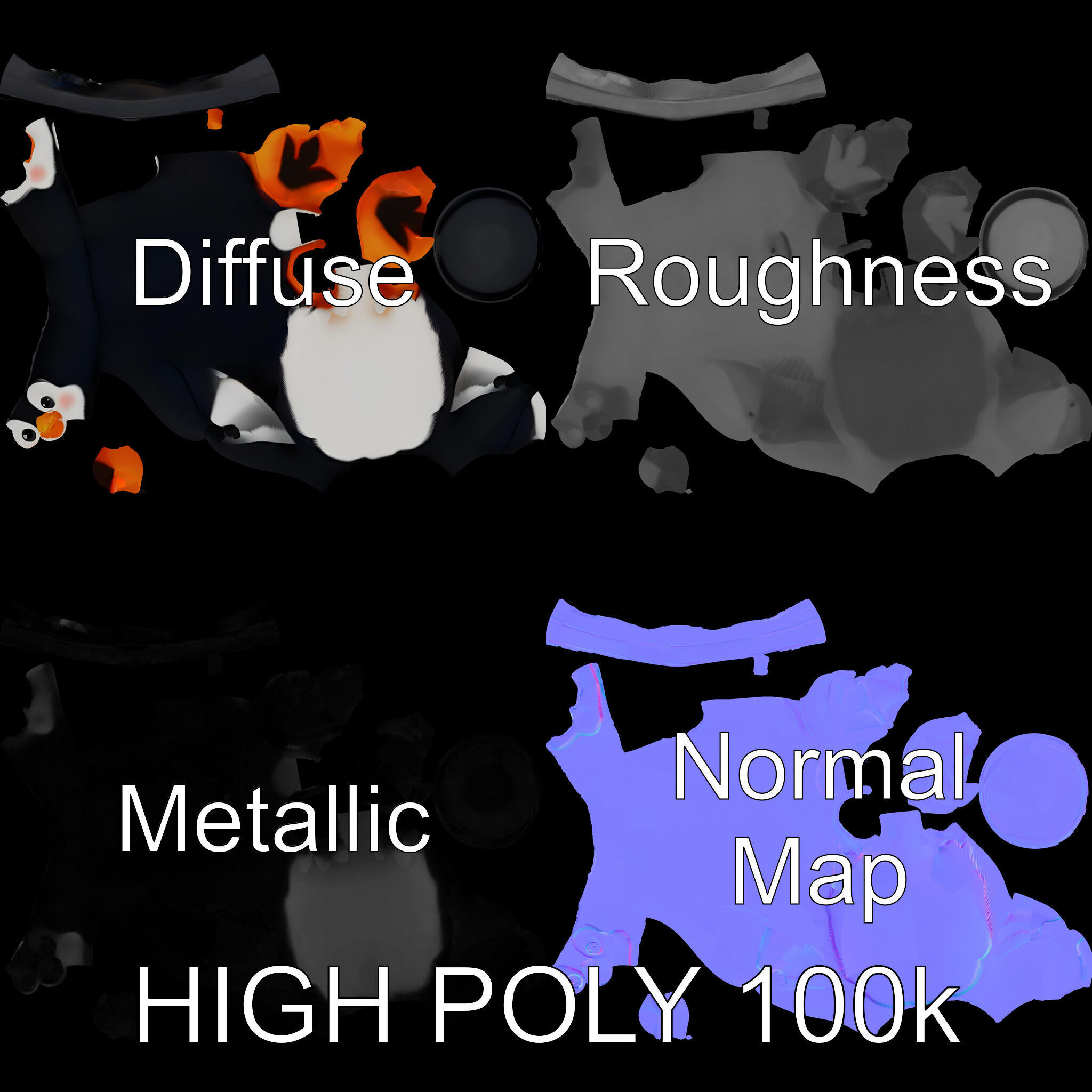 Charming Penguin Character Model Pack Low-poly 3D model_2