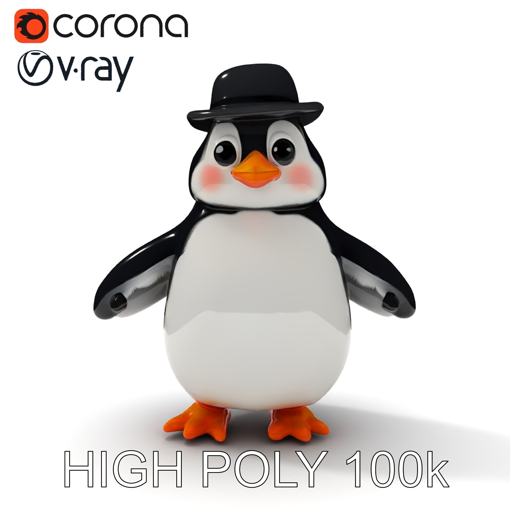 Charming Penguin Character Model Pack Low-poly 3D model_32