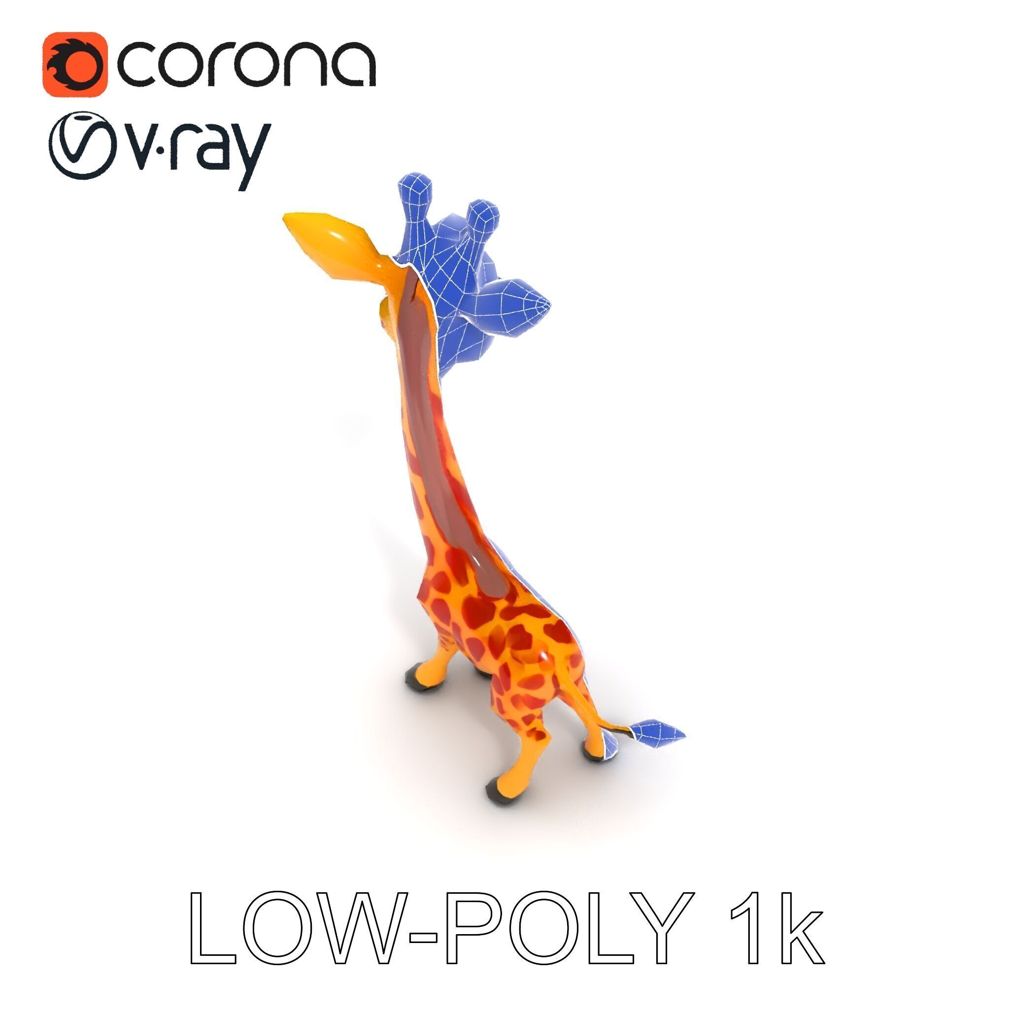 Cartoon Giraffe Model Pack for Animations and Games Low-poly 3D model_7