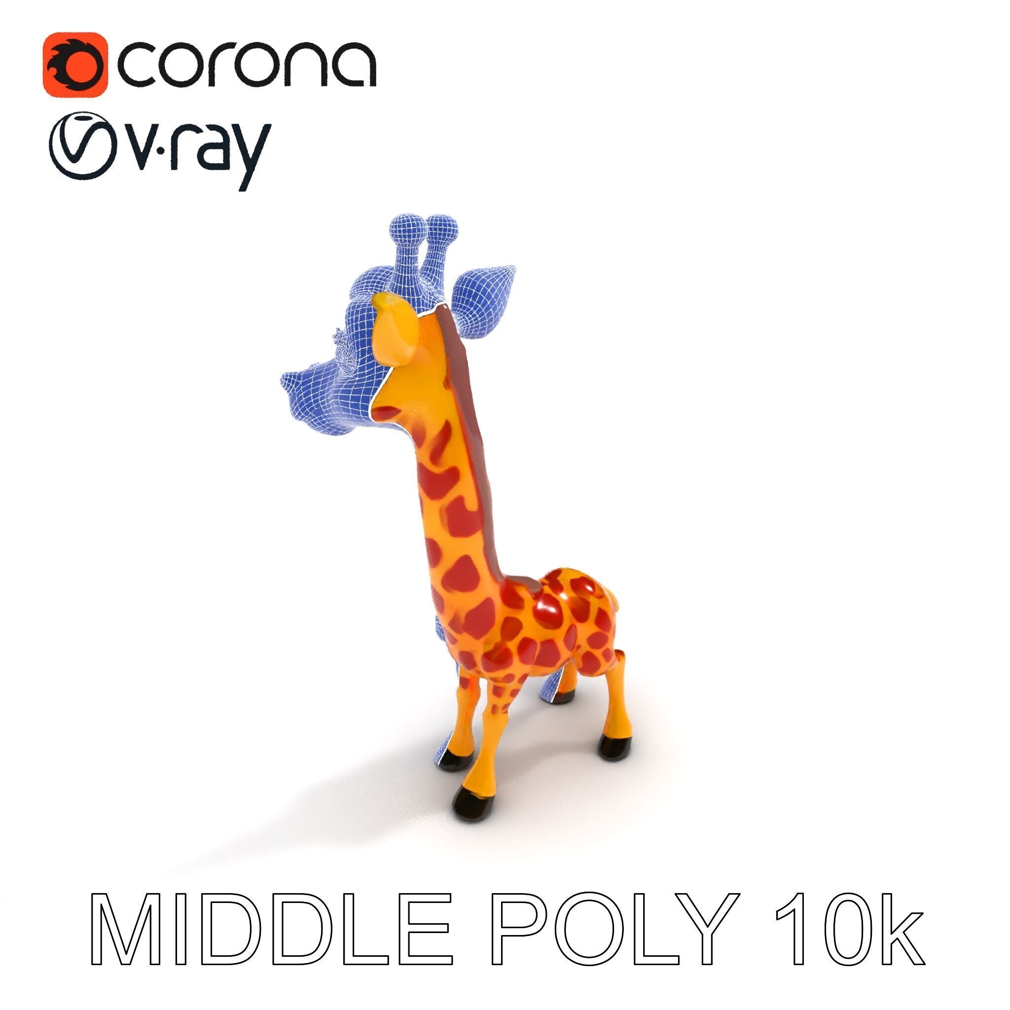 Cartoon Giraffe Model Pack for Animations and Games Low-poly 3D model_23