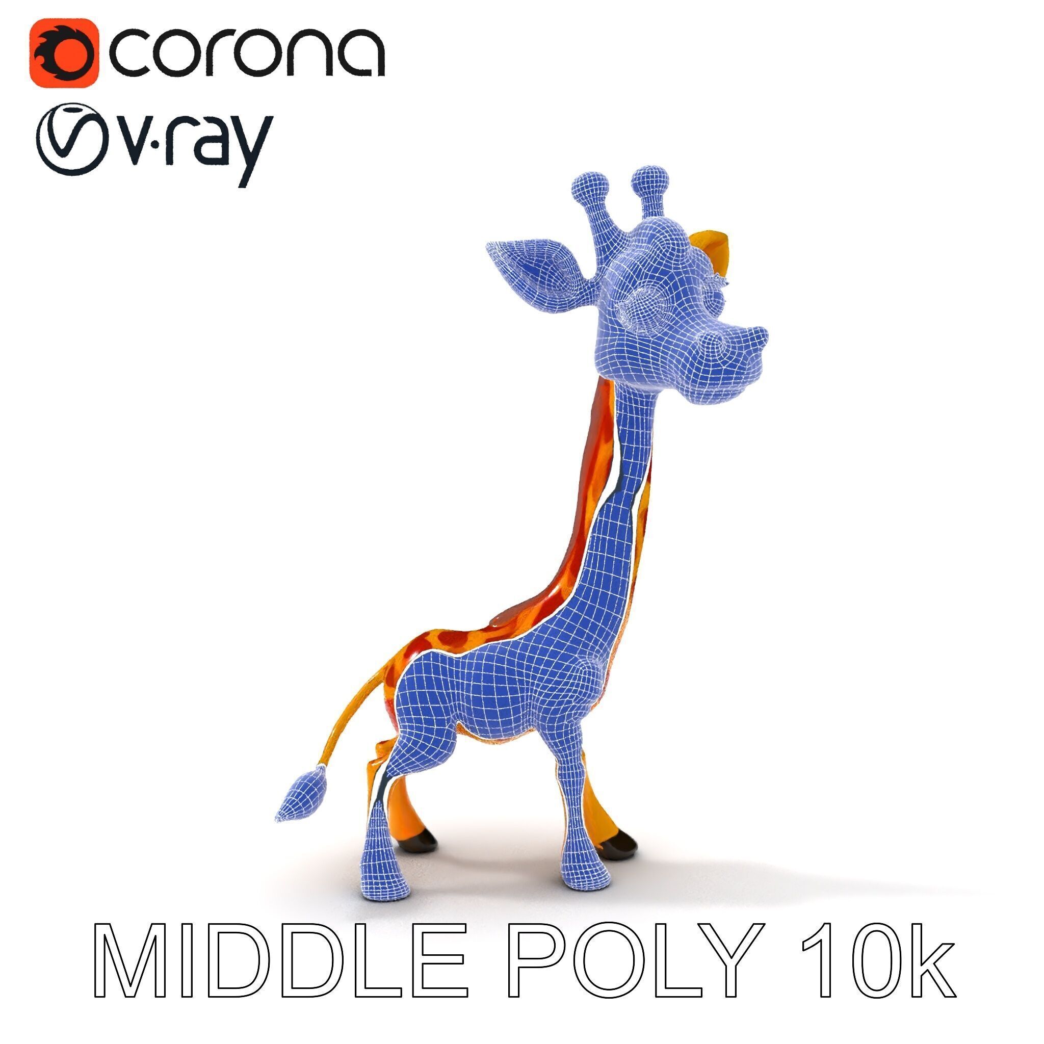 Cartoon Giraffe Model Pack for Animations and Games Low-poly 3D model_17