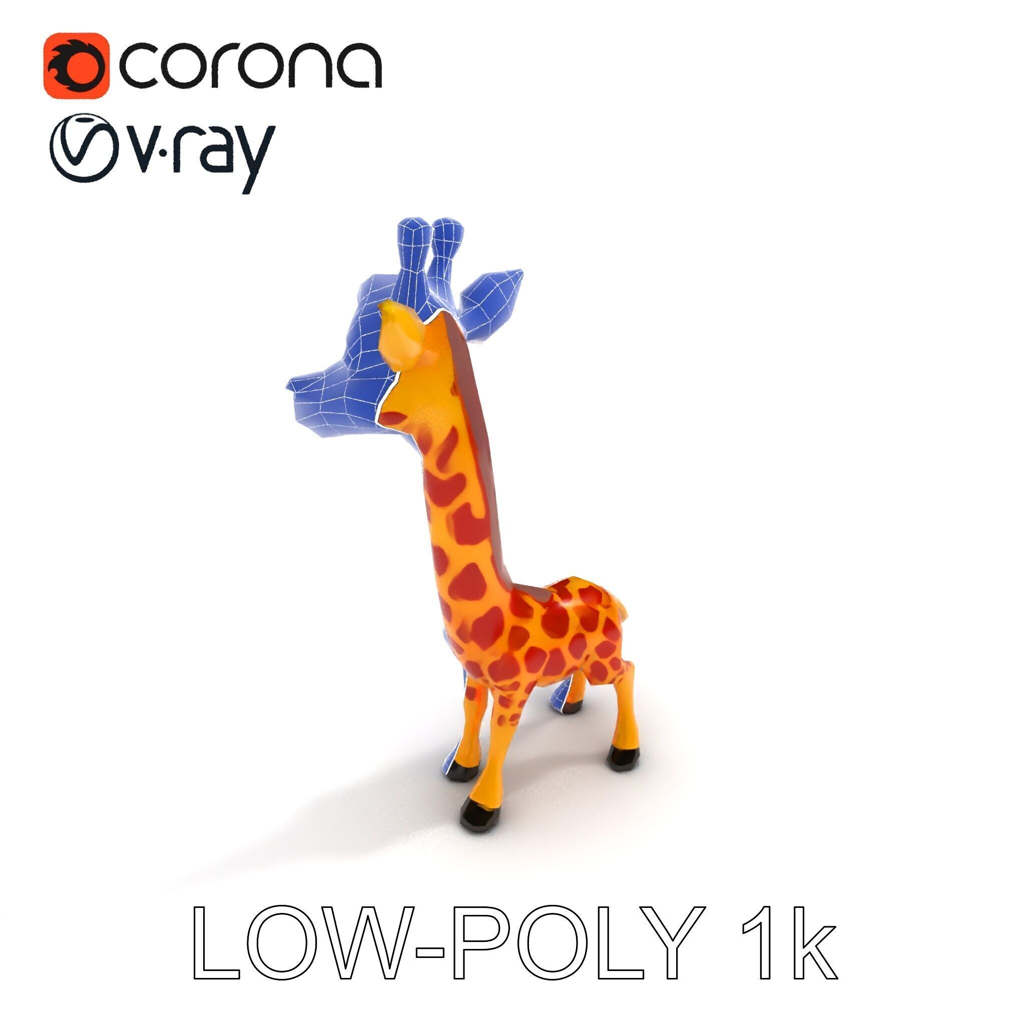 Cartoon Giraffe Model Pack for Animations and Games Low-poly 3D model_24