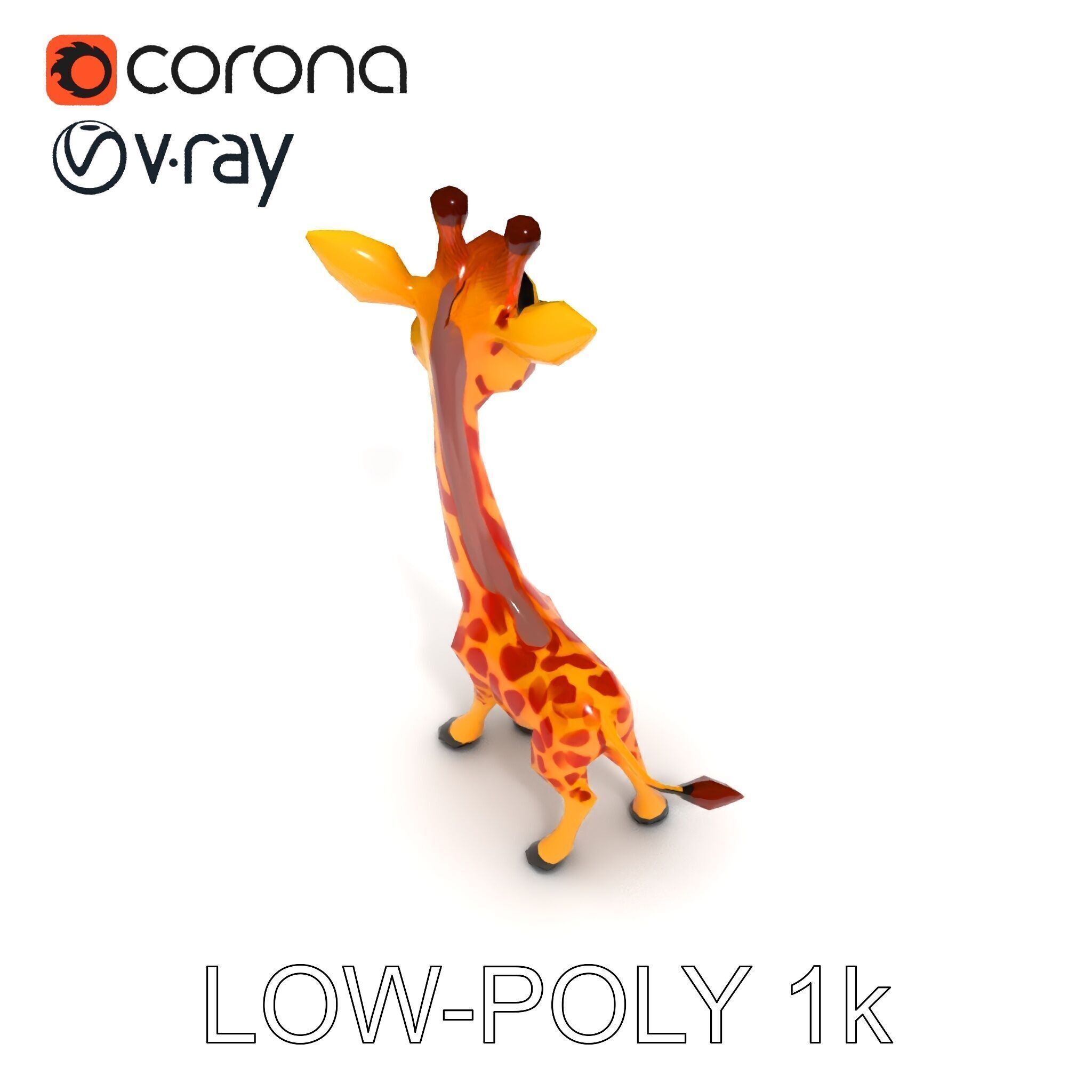 Cartoon Giraffe Model Pack for Animations and Games Low-poly 3D model_10