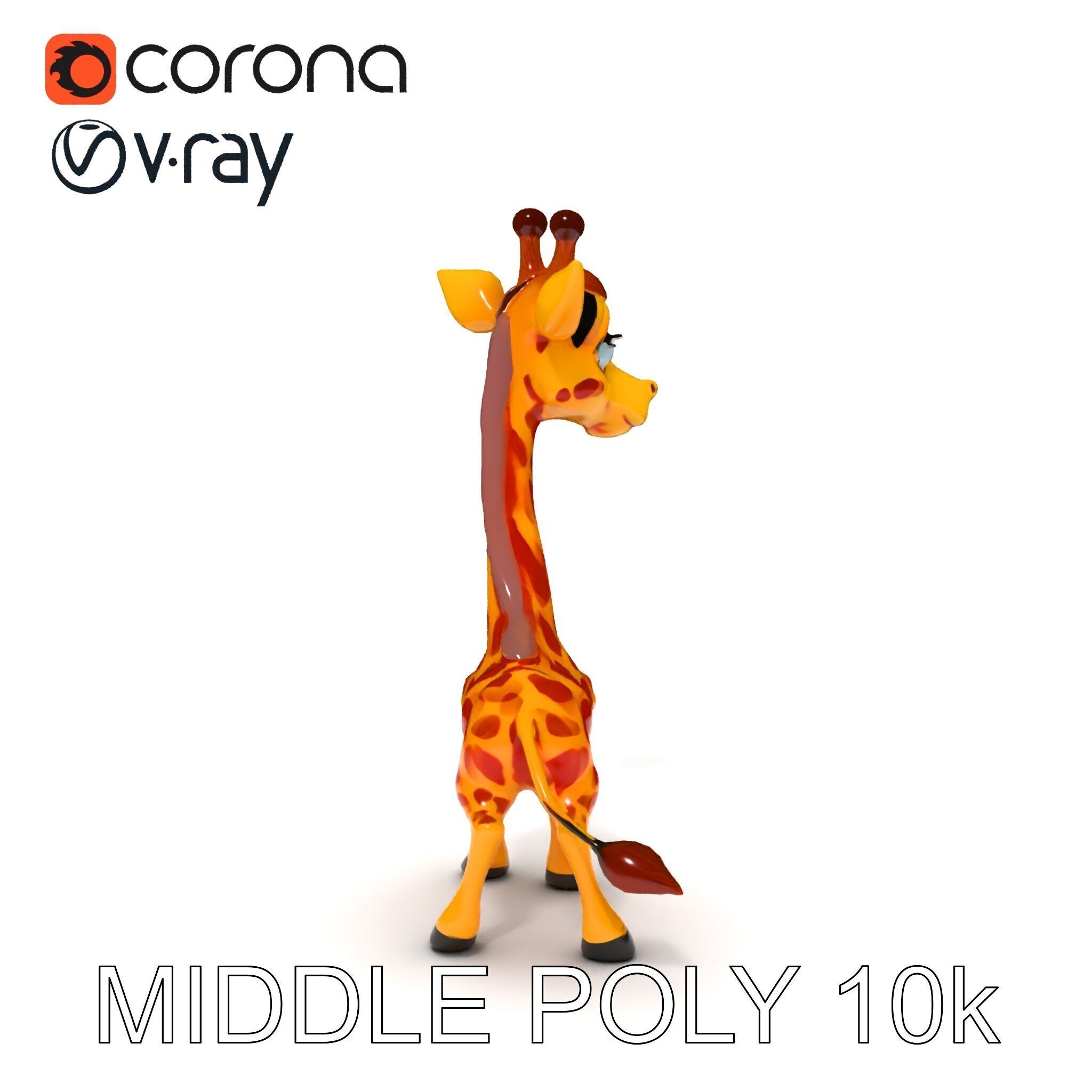 Cartoon Giraffe Model Pack for Animations and Games Low-poly 3D model_29
