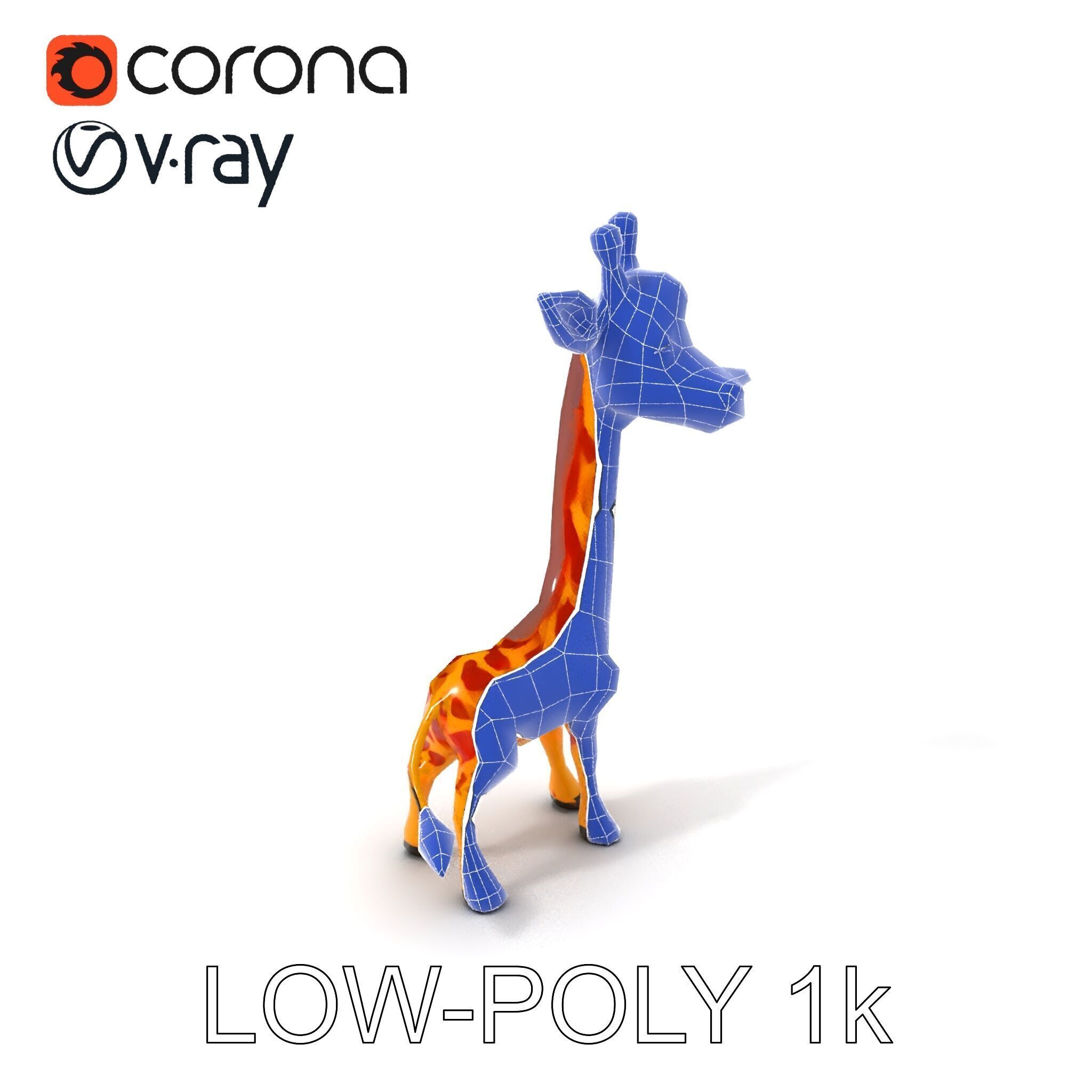 Cartoon Giraffe Model Pack for Animations and Games Low-poly 3D model_22
