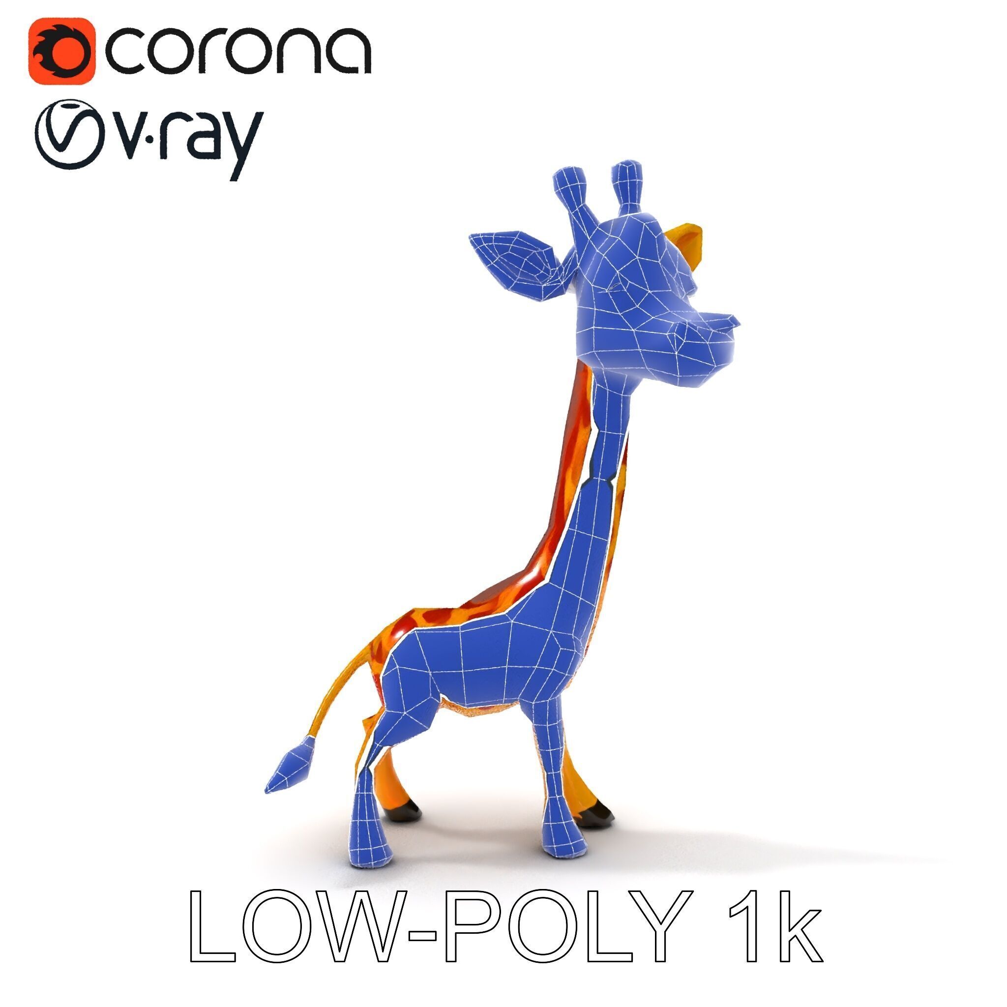 Cartoon Giraffe Model Pack for Animations and Games Low-poly 3D model_13